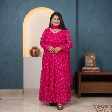 Rangmala Fuchsia Bandhani Anarkali Set