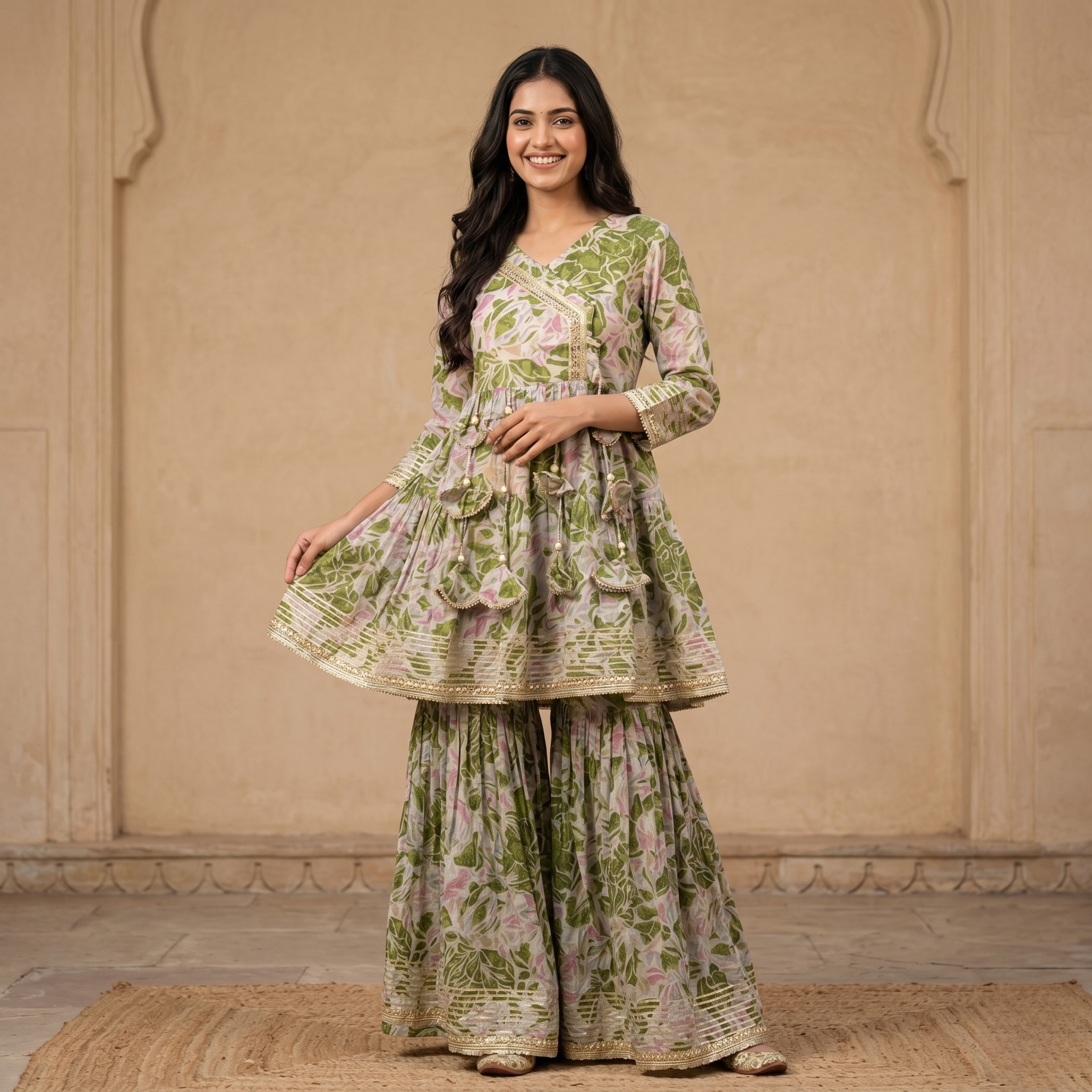 Lime Blossom Sharara Set