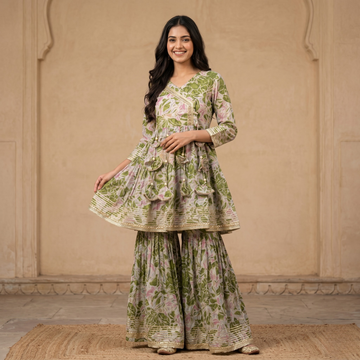 Lime Blossom Sharara Set