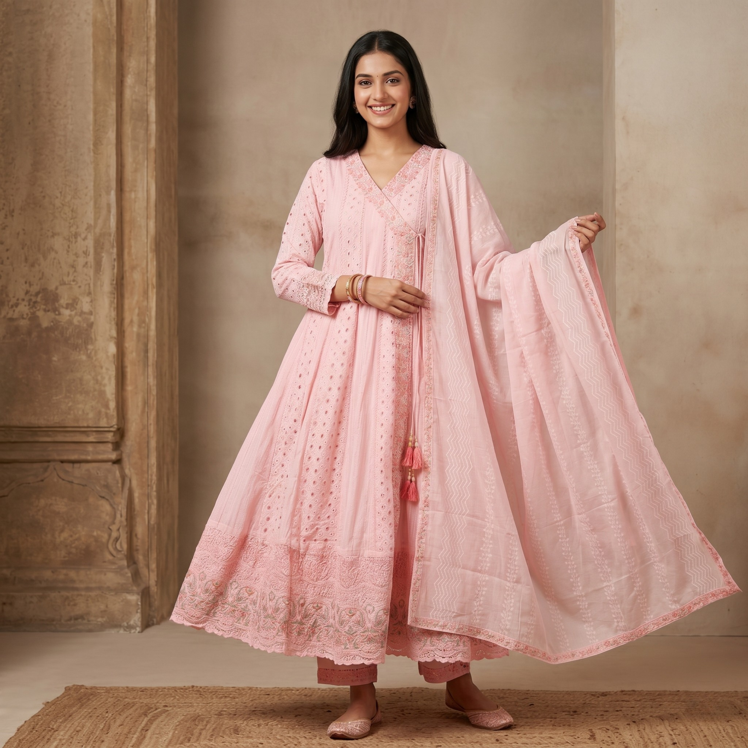 Pink Whisper Anarkali Set