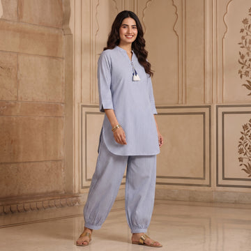 Blue Horizon Striped Cotton Co-ord Set
