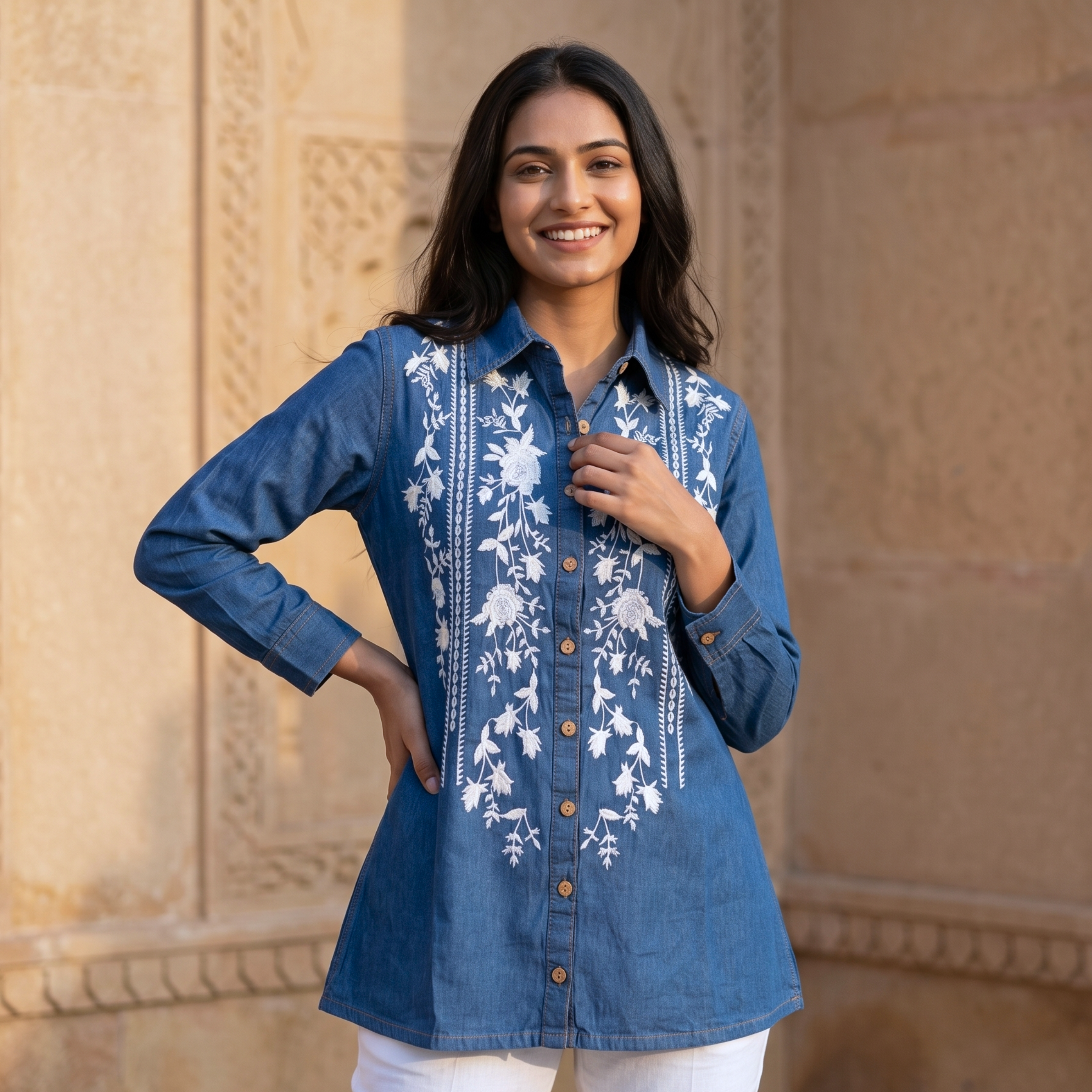 Aira Embroidered Denim Shirt