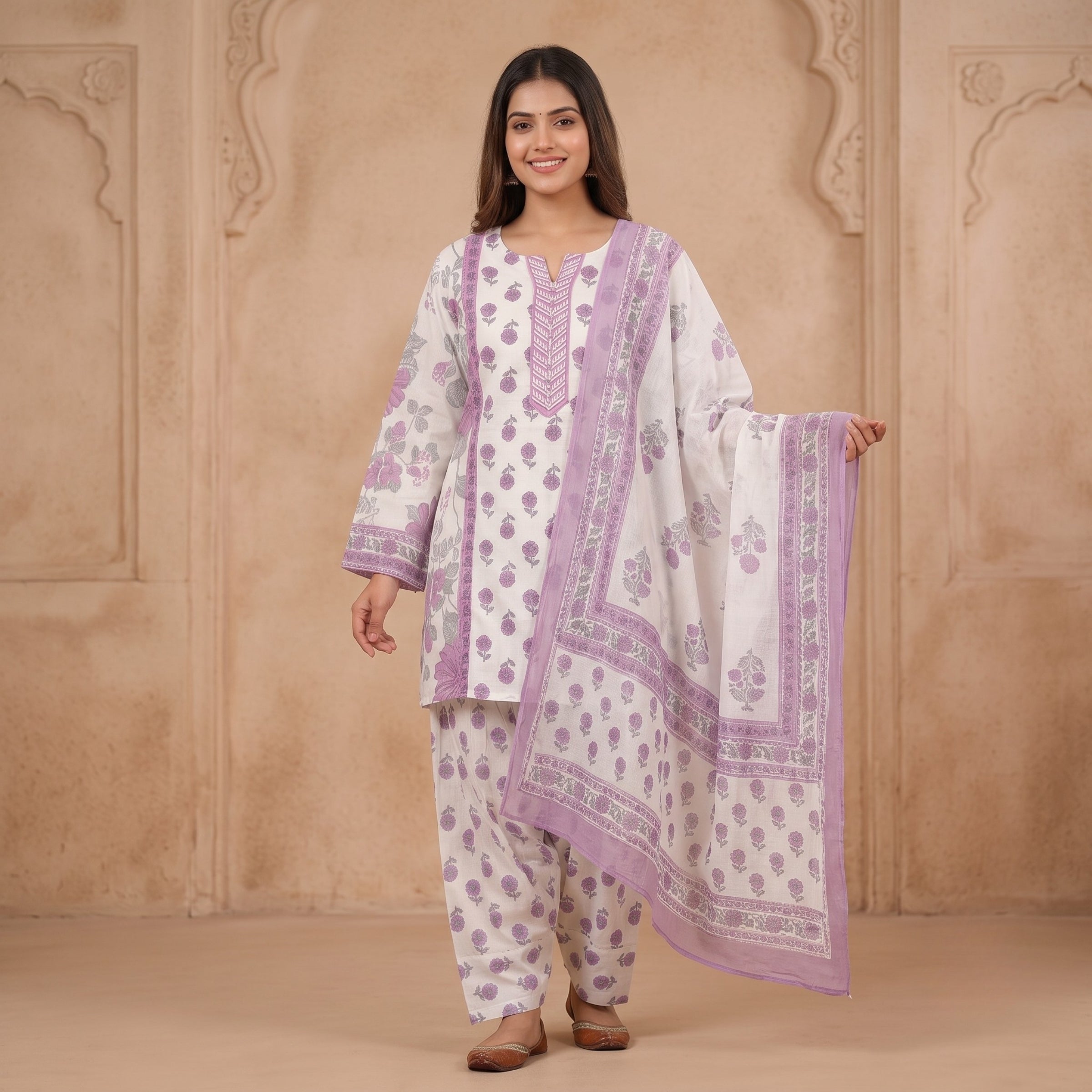Lilac Bloom Cotton Suit Set