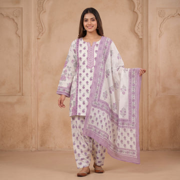 Lilac Bloom Cotton Suit Set