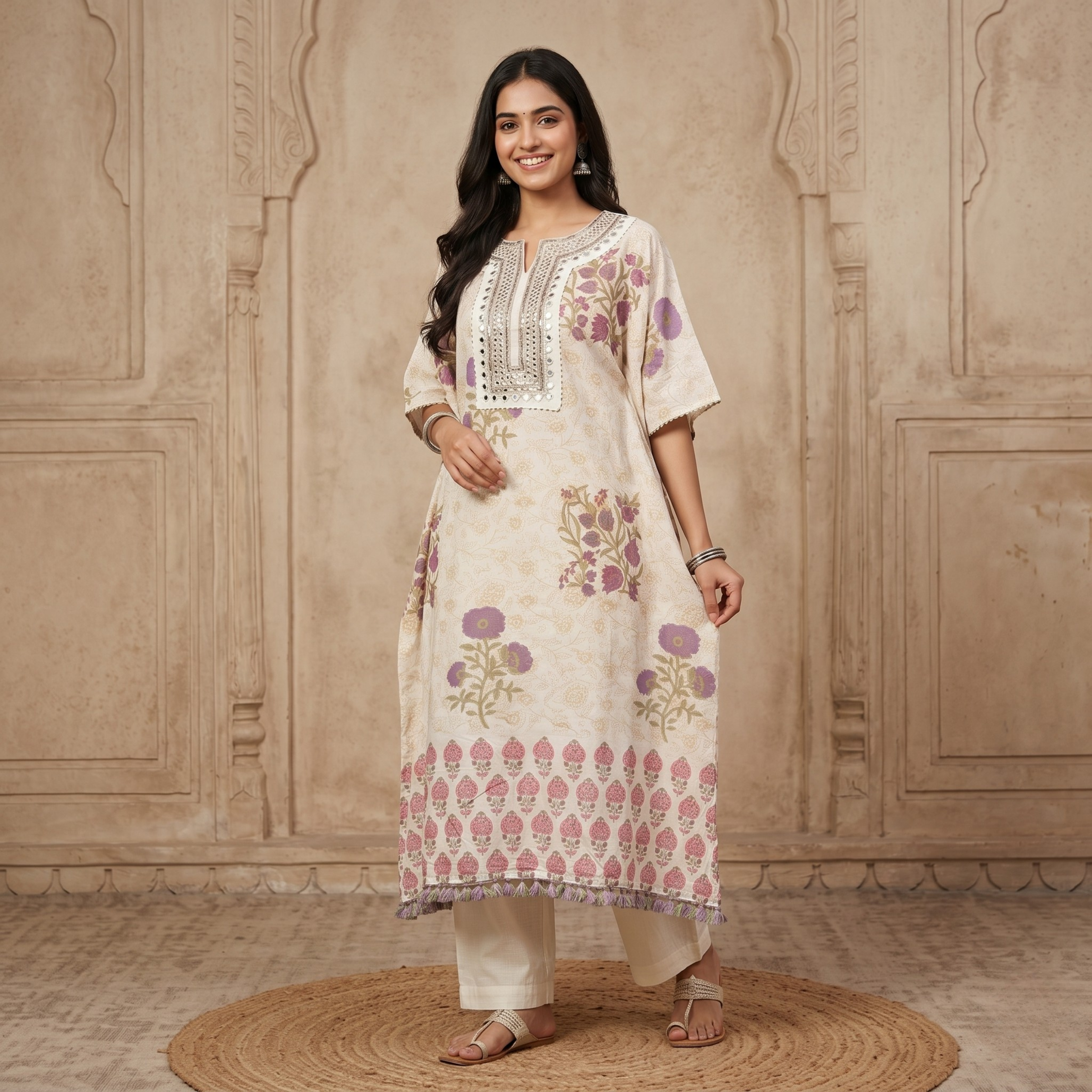 Noor-e-Lavender Kaftan Set