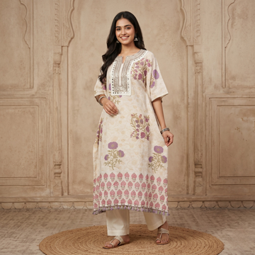 Noor-e-Lavender Kaftan Set