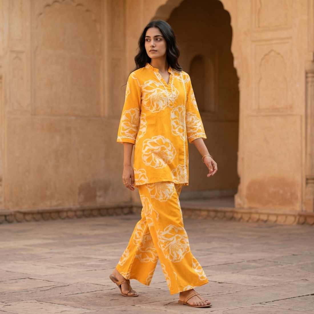 Peeli Phool Cotton Co-ord Set
