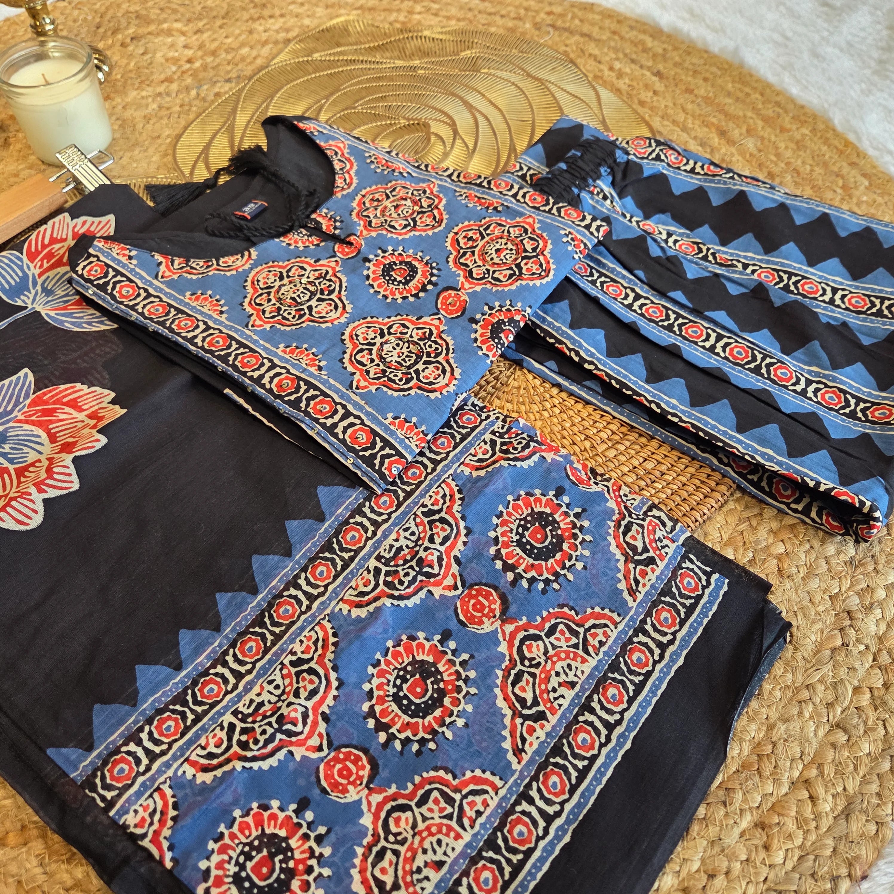 Gul Ajrakh Cotton 3 Pc Suit Set