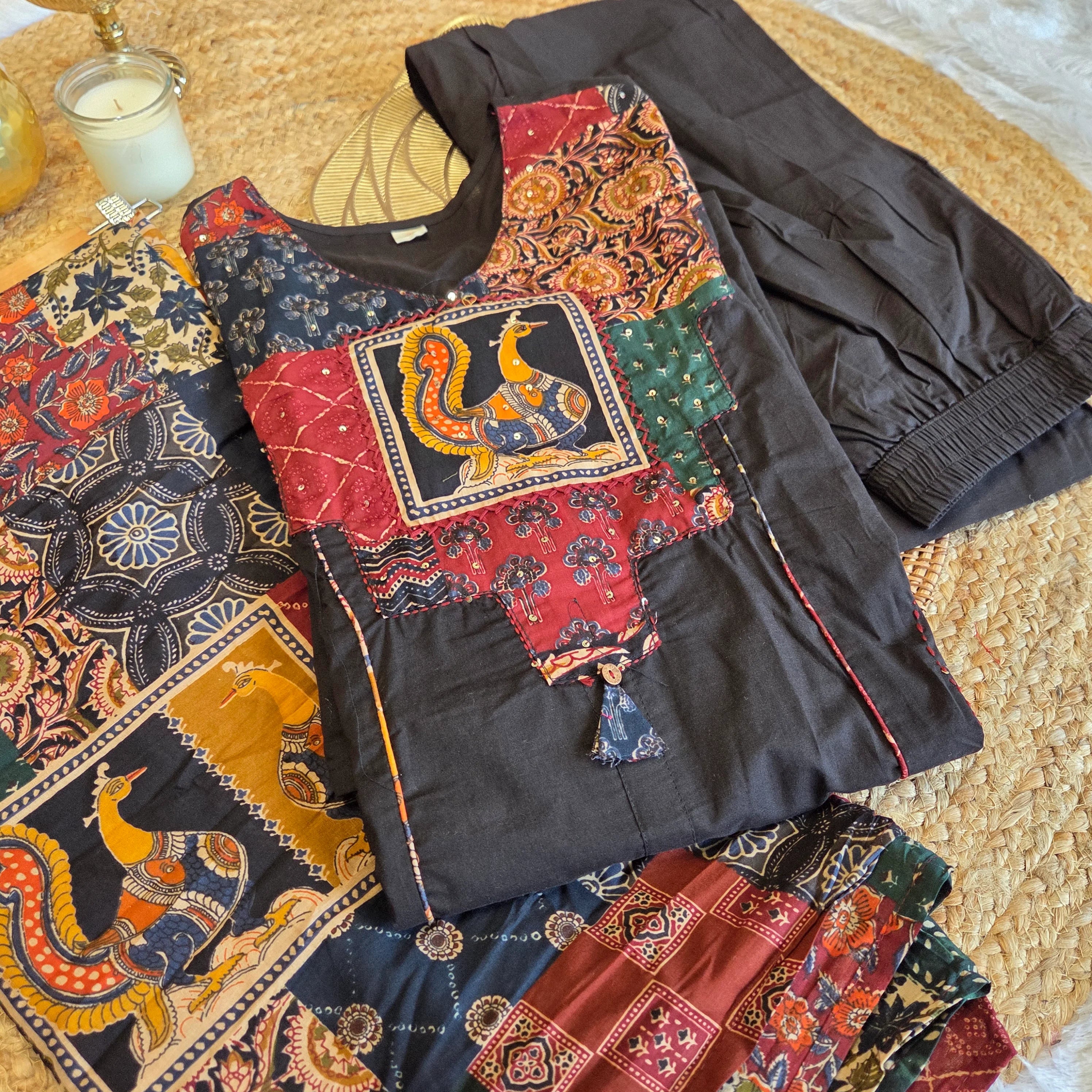 Rangrez Patchwork Cotton 3 Pc Suit Set