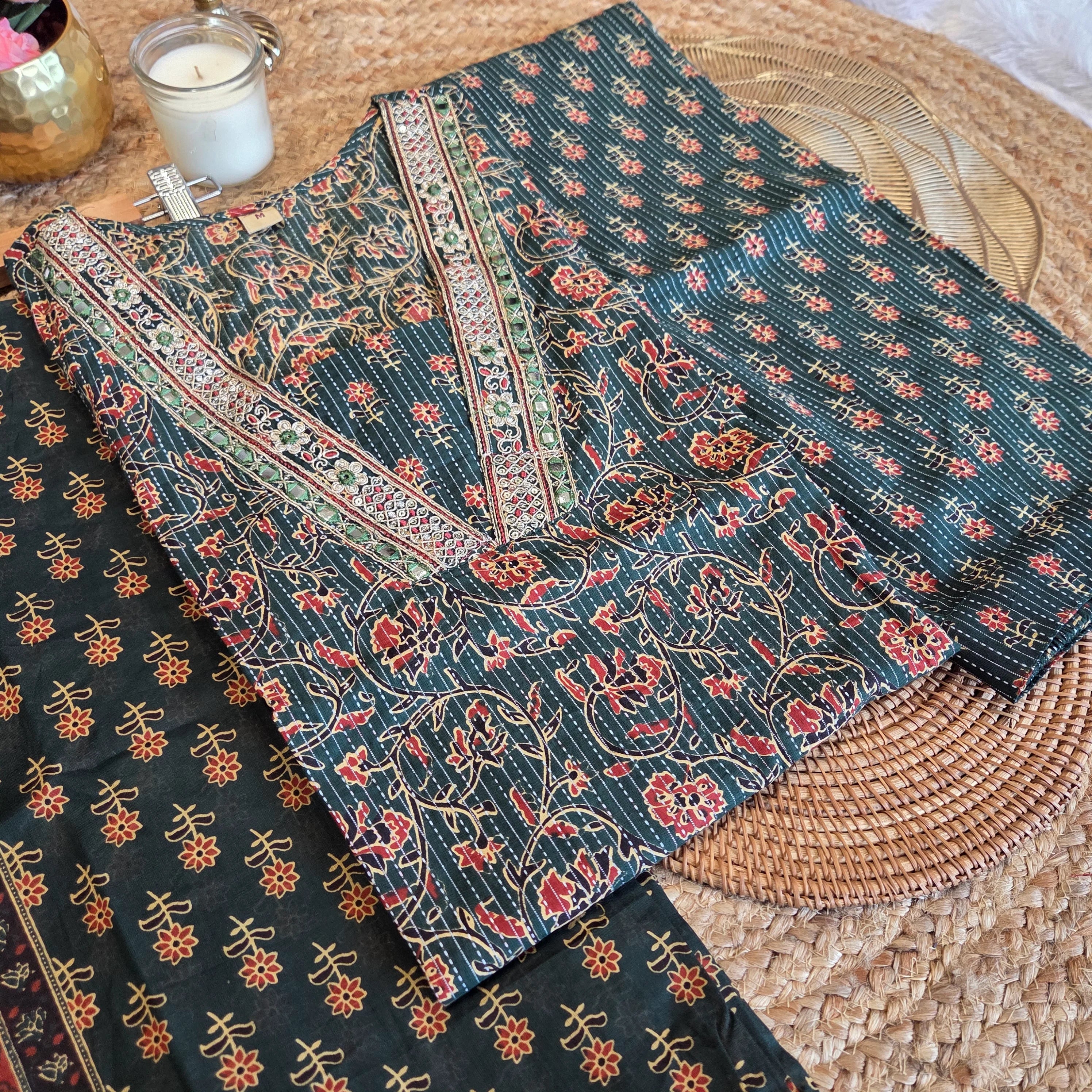Naayra Emerald Print Suit Set