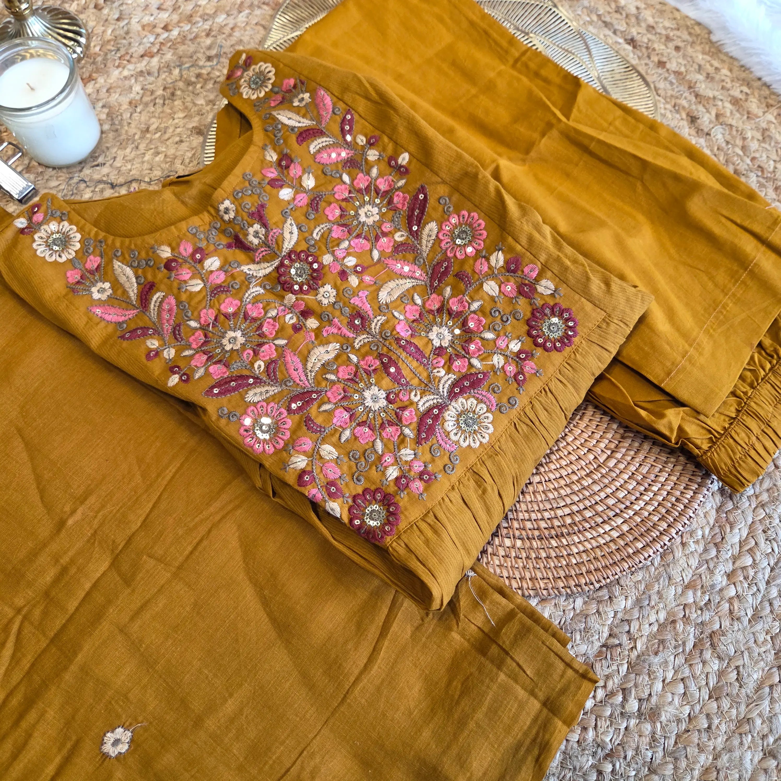 Zariya Embroidered Flared Kurta Set