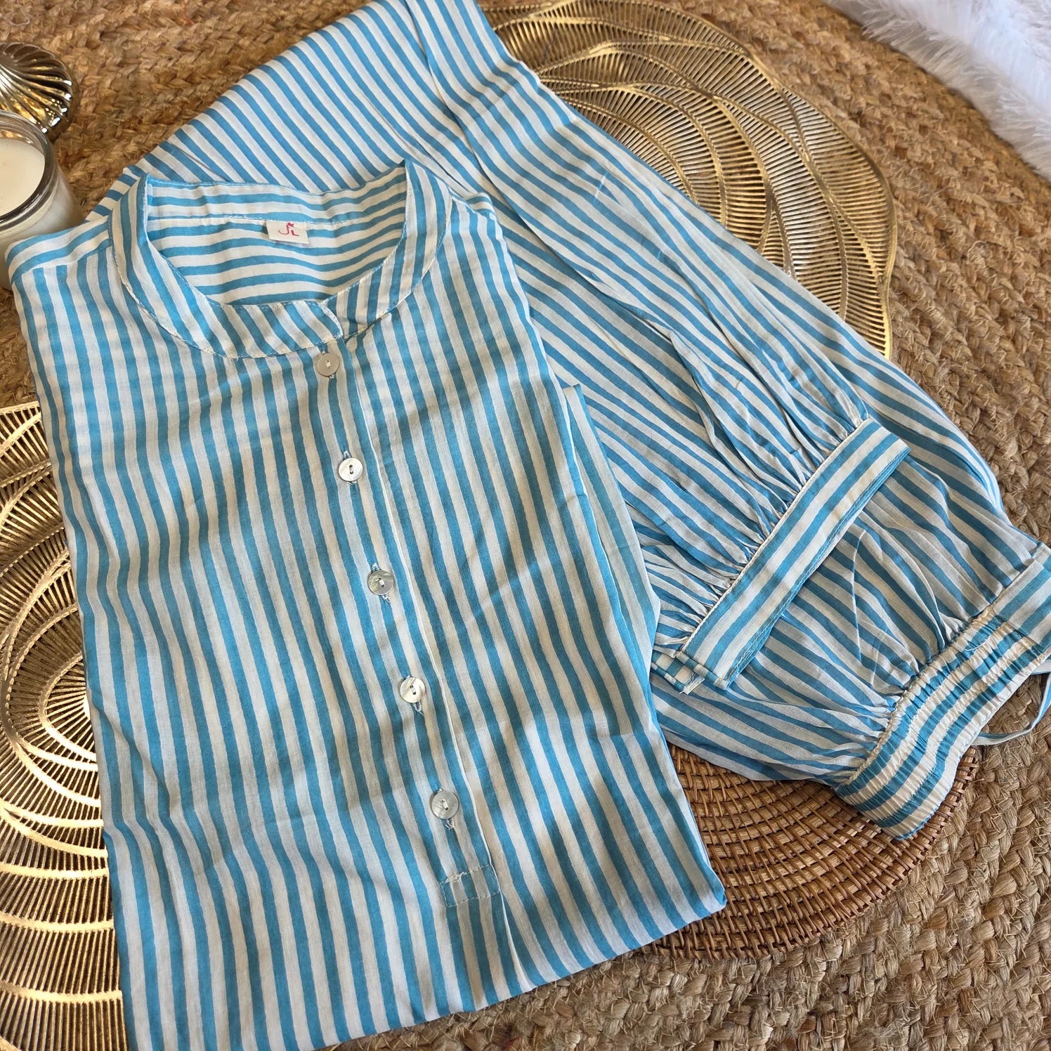 Aqua Stripe Everyday Kurta Set
