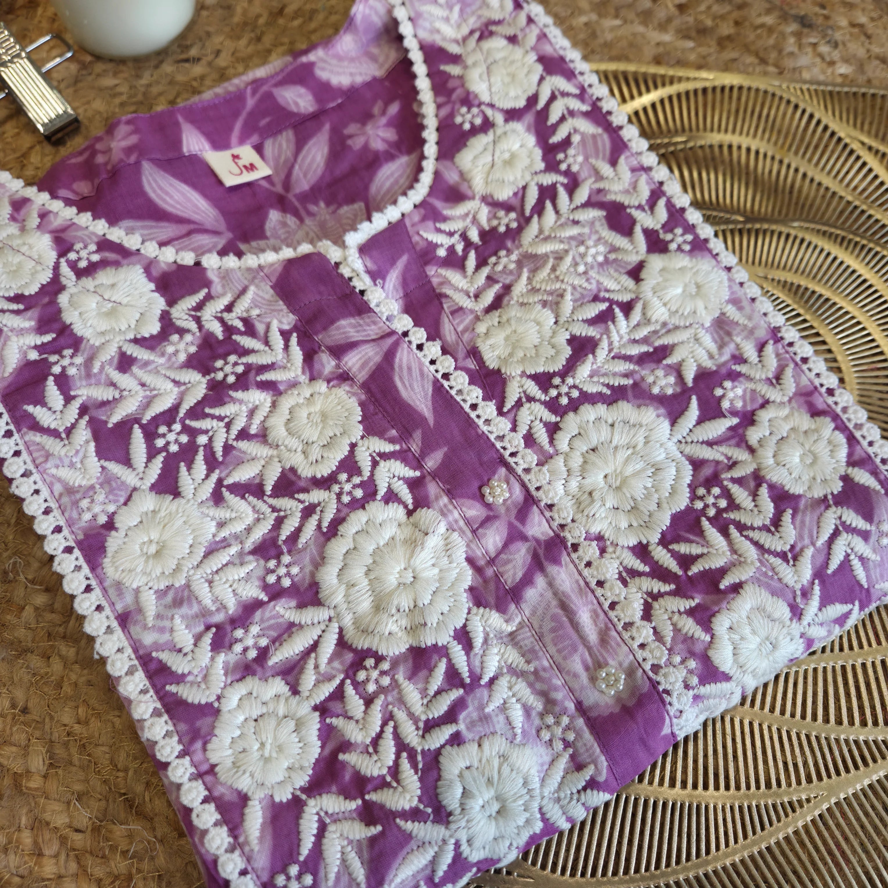 Lilac Floral A-Line Kurti