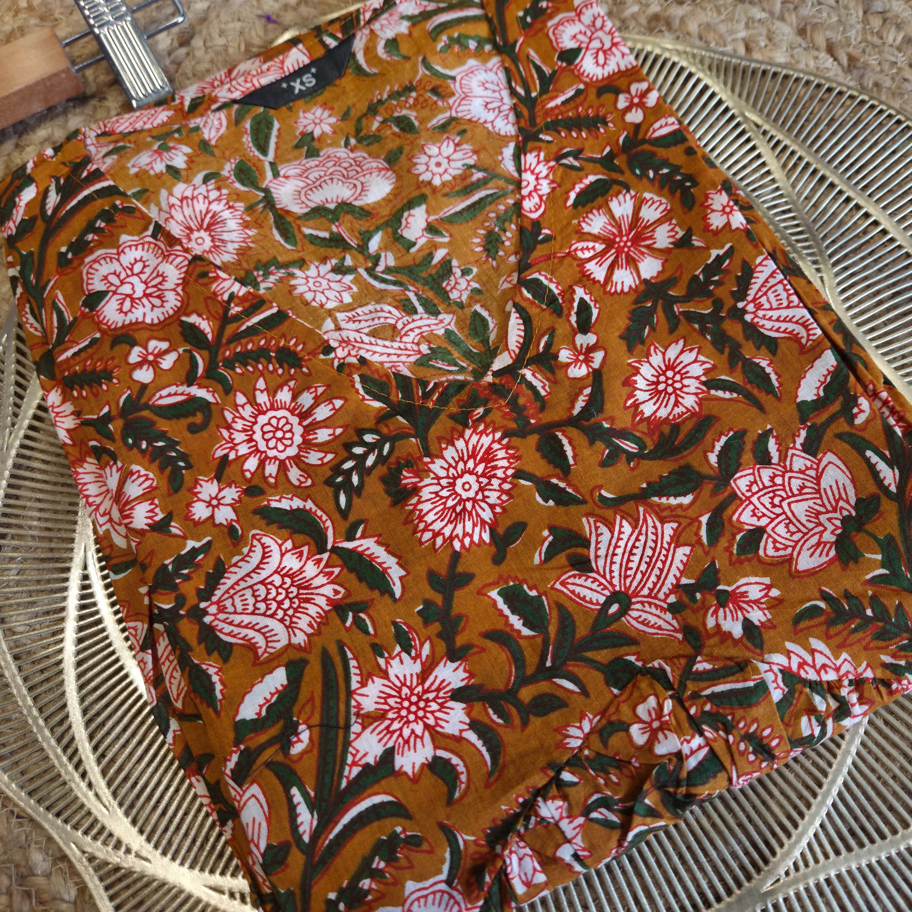 Rust Floral Peplum Top