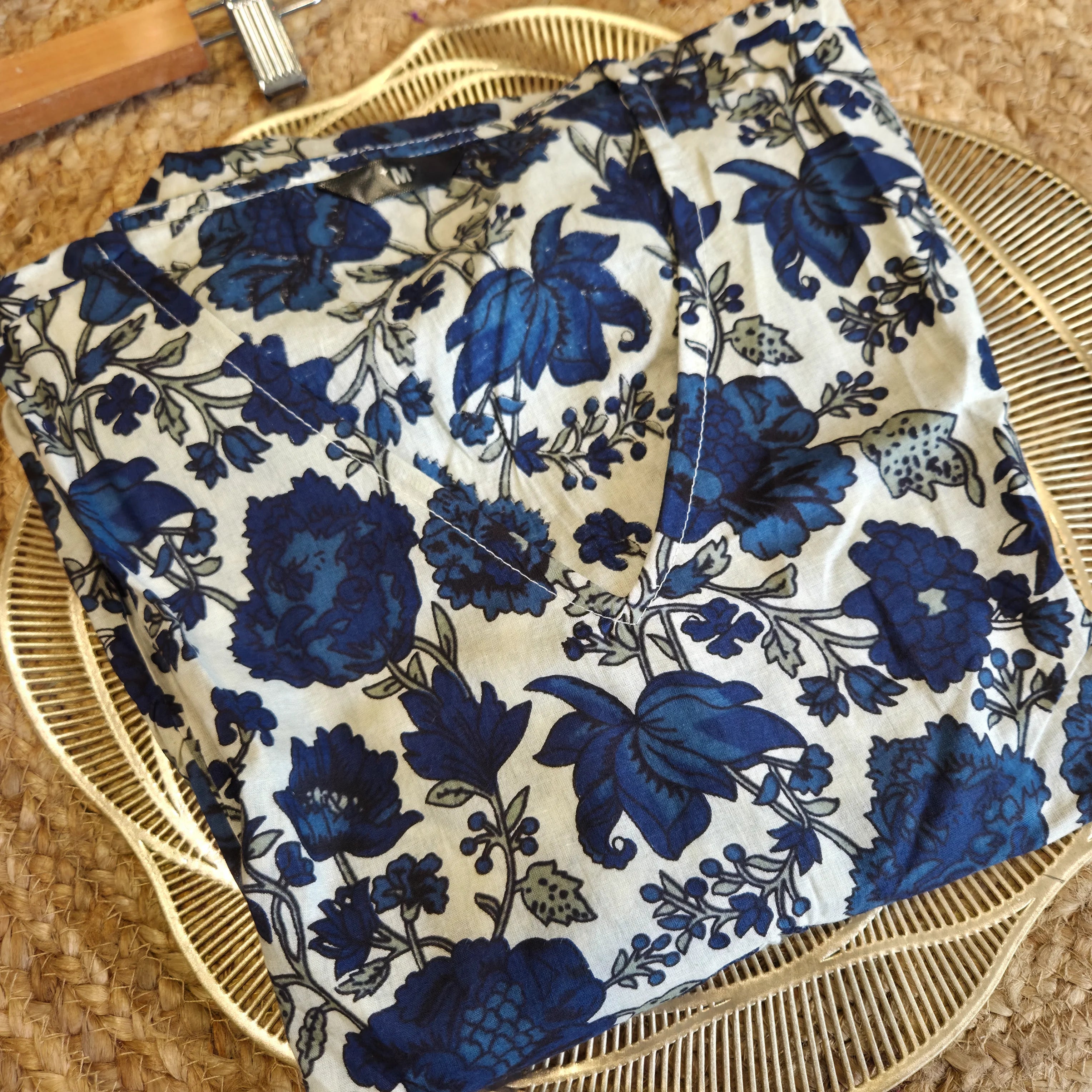 Indigo Bloom Peplum Top