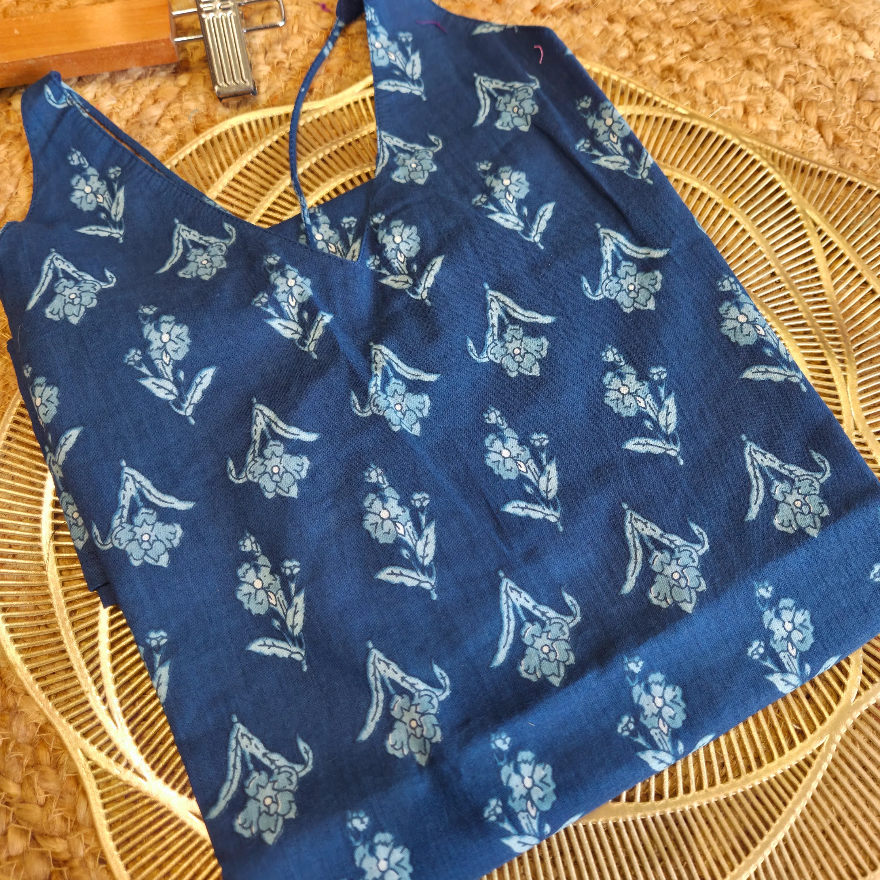 Indigo Bloom Halter Neck Top