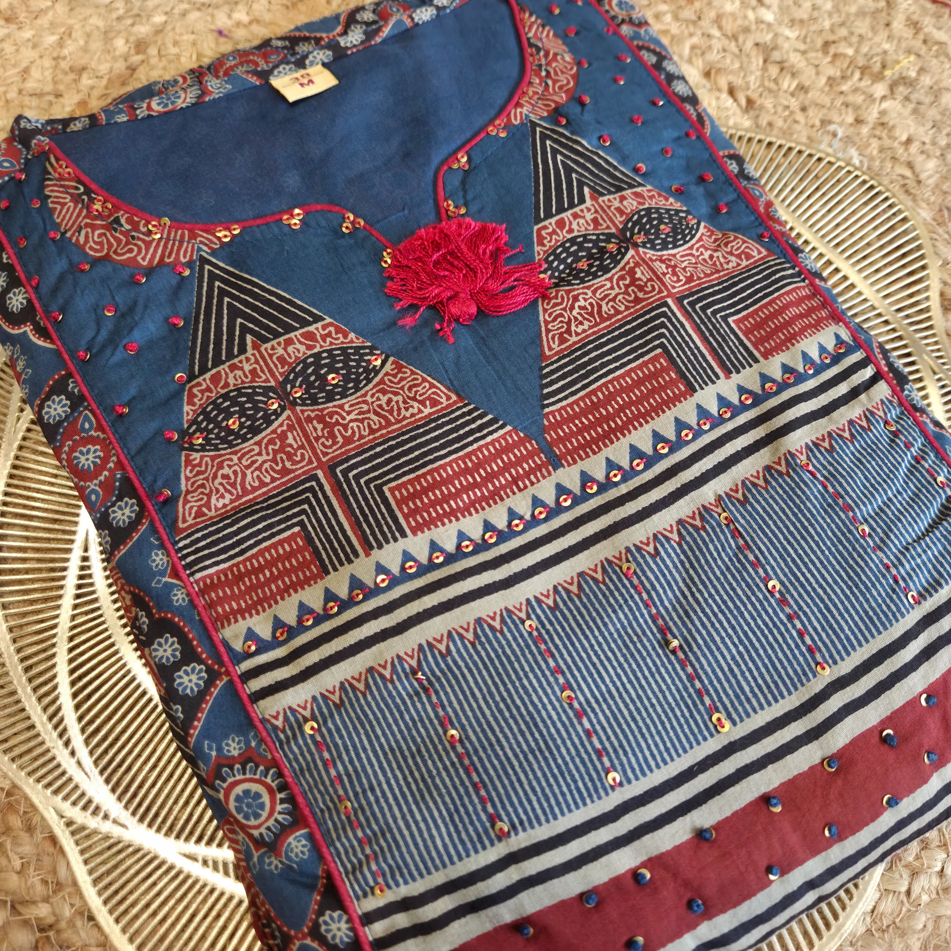 Indigo Rust Printed Gown