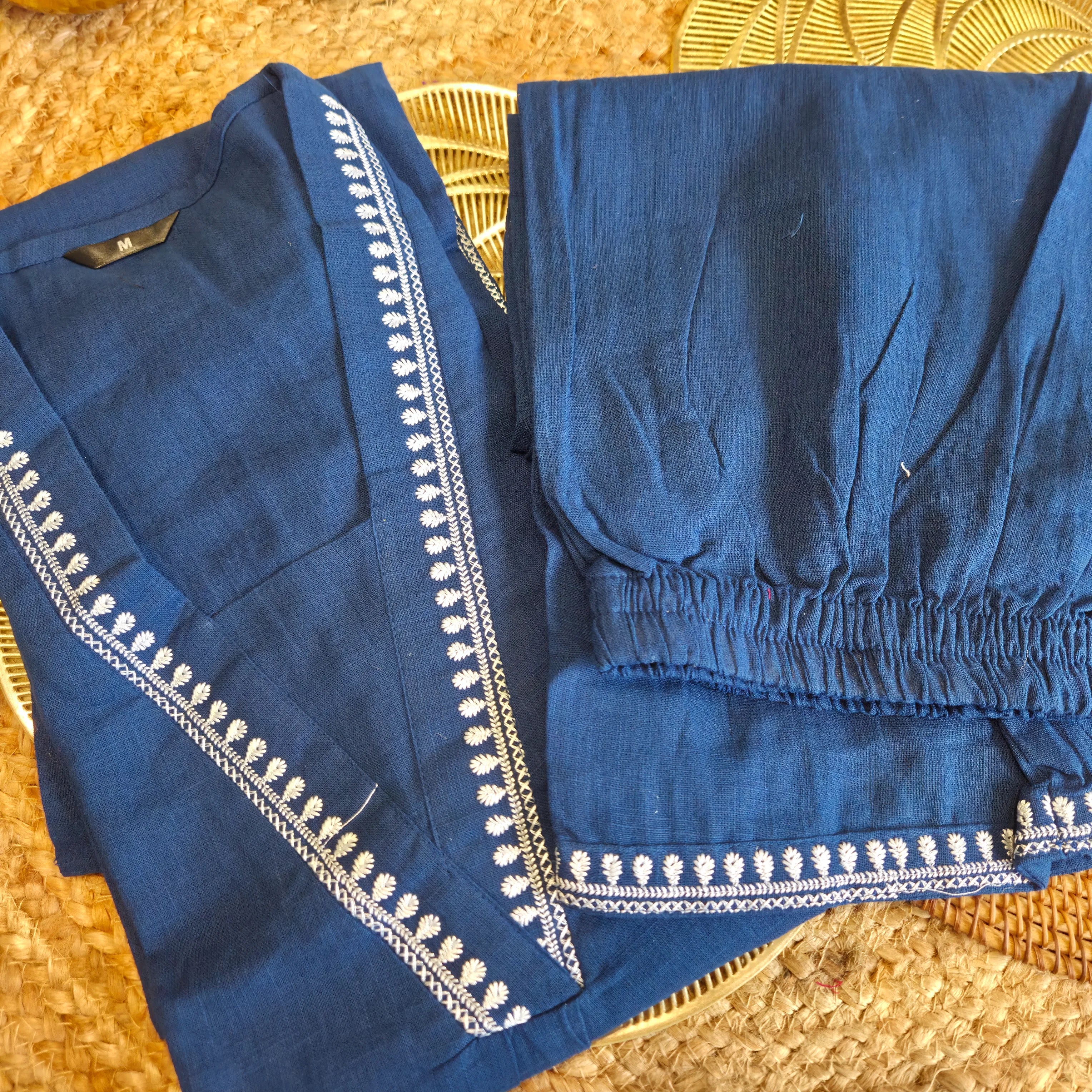 Indigo Thread Embroidered Kurta Set