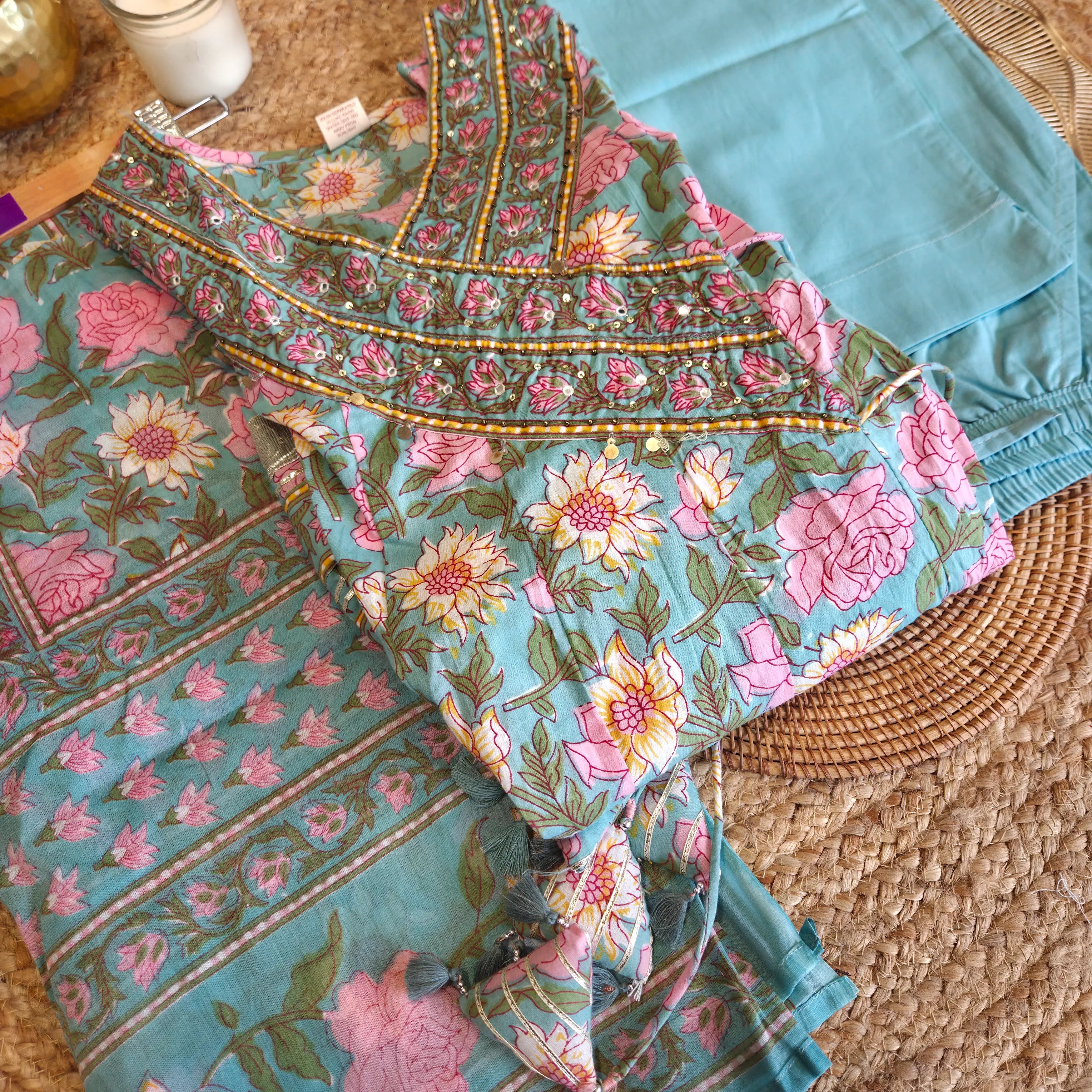 Neel Gulab Anarkali Set