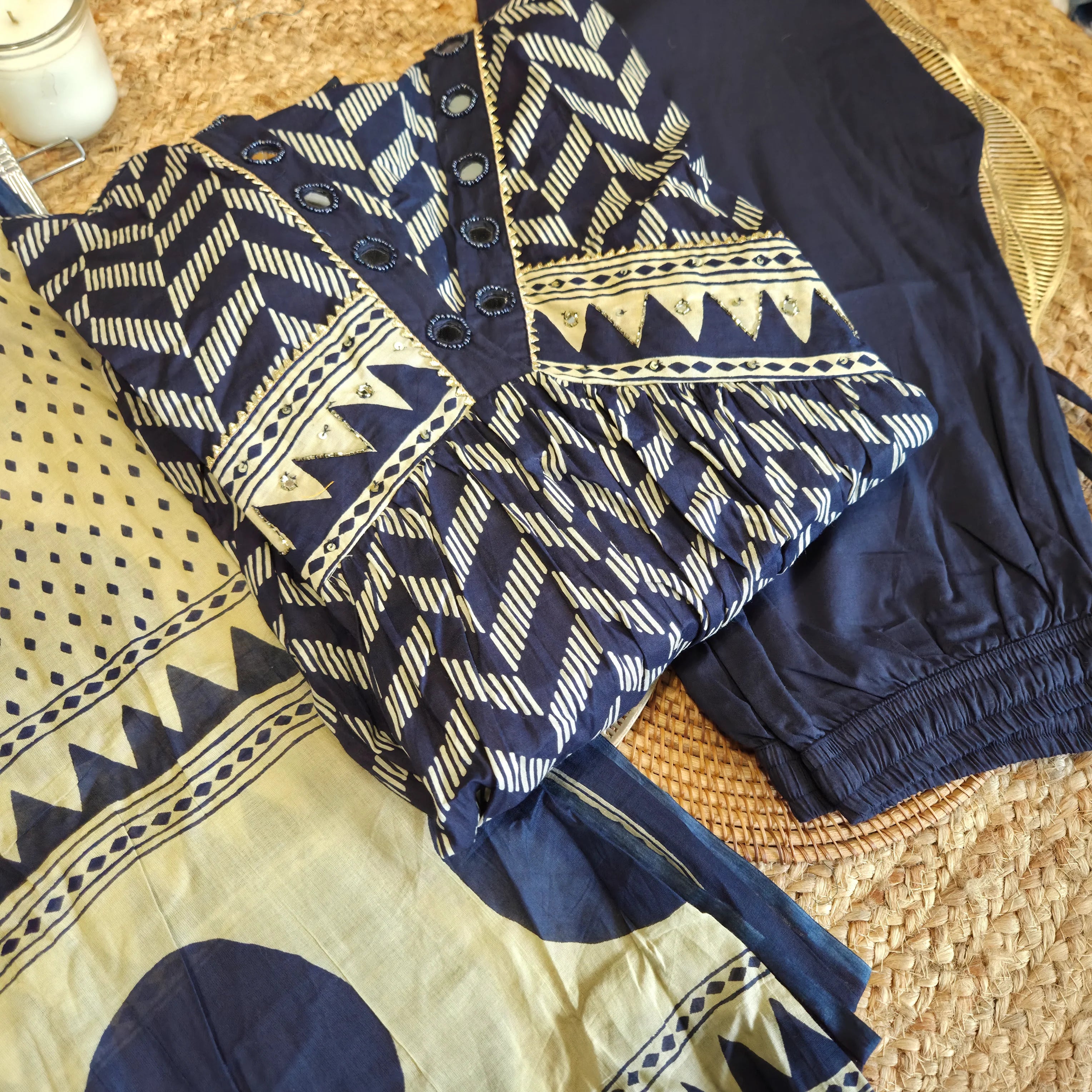 Indigo Polka Angrakha Set