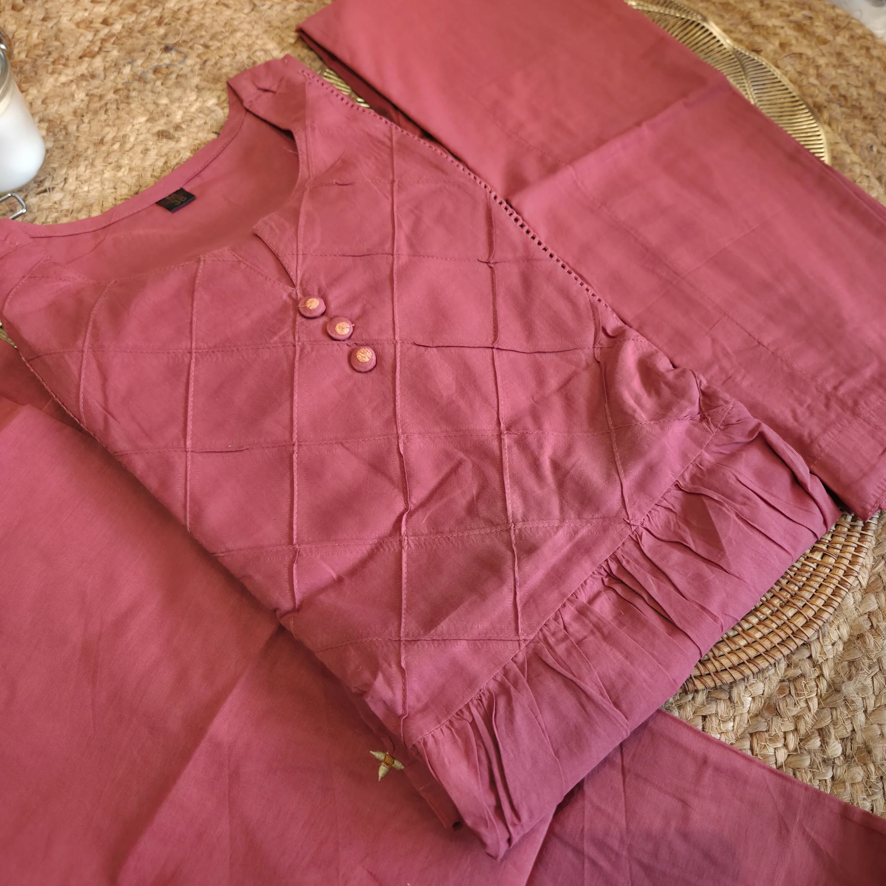 Aarya Dusty Rose Embroidered 3-Piece Set