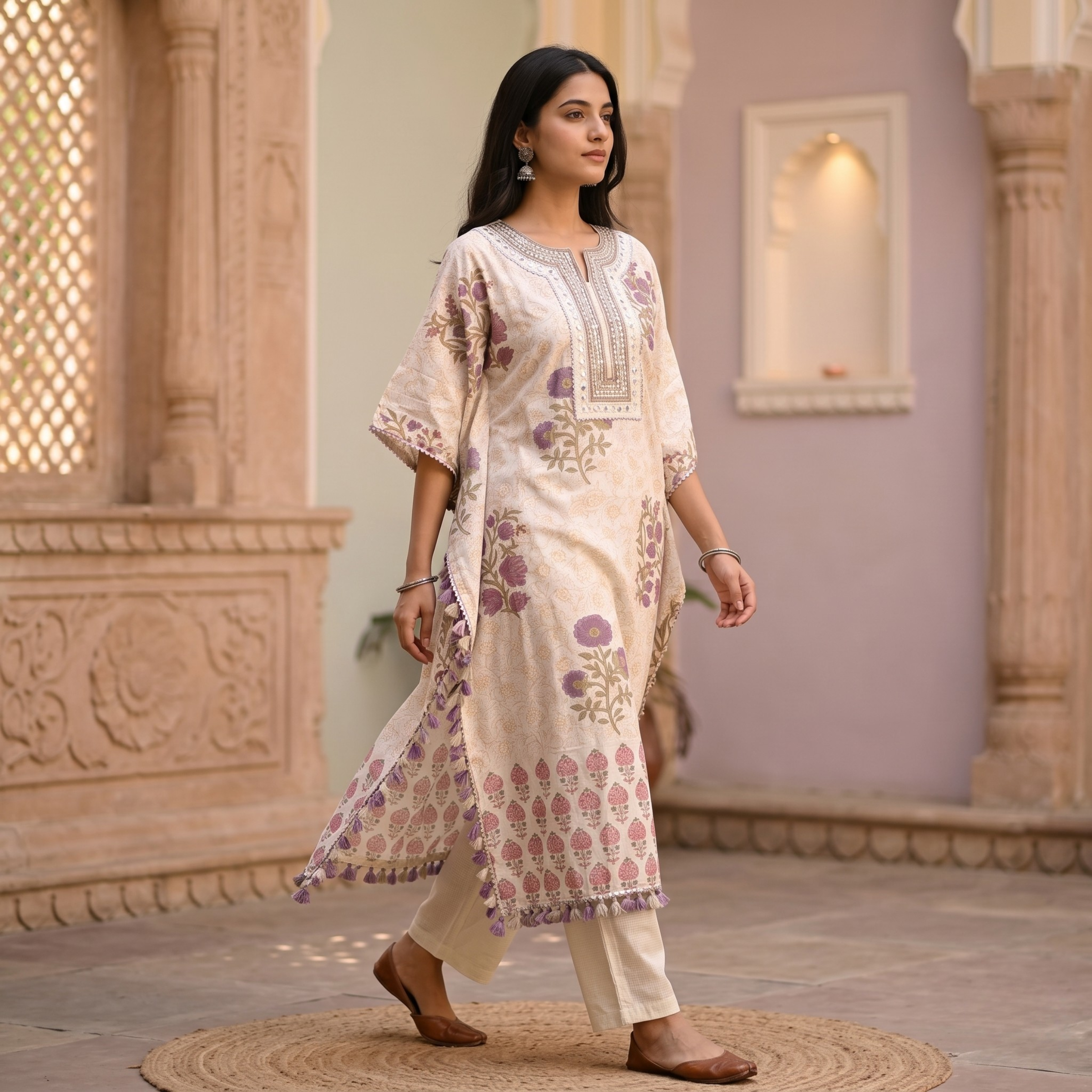 Noor-e-Lavender Kaftan Set