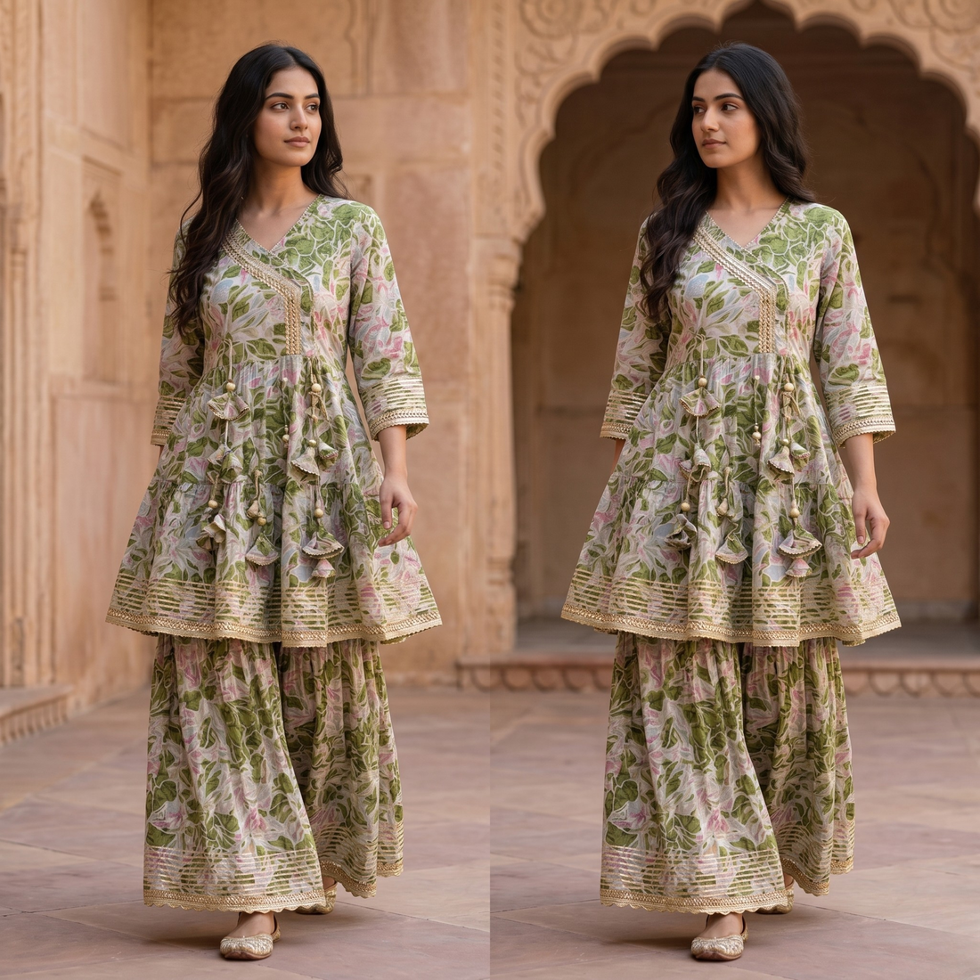 Lime Blossom Sharara Set