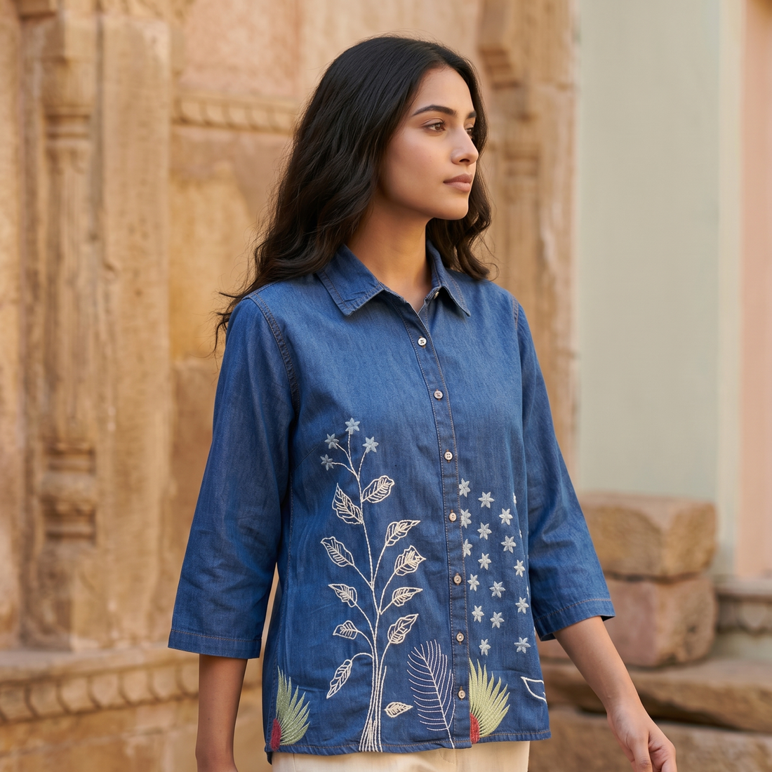 Myra Handcrafted Denim Shirt