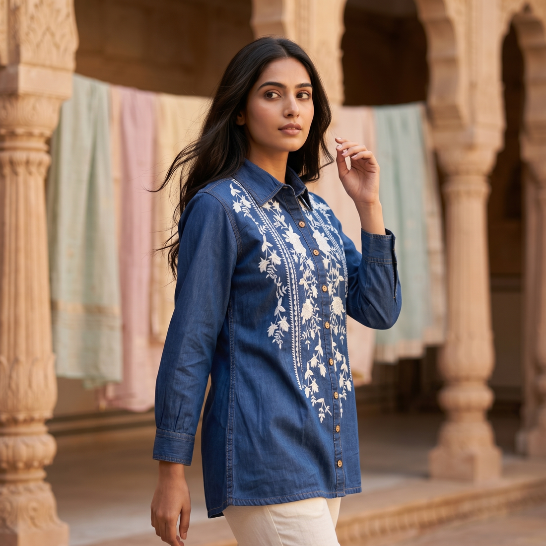 Aira Embroidered Denim Shirt
