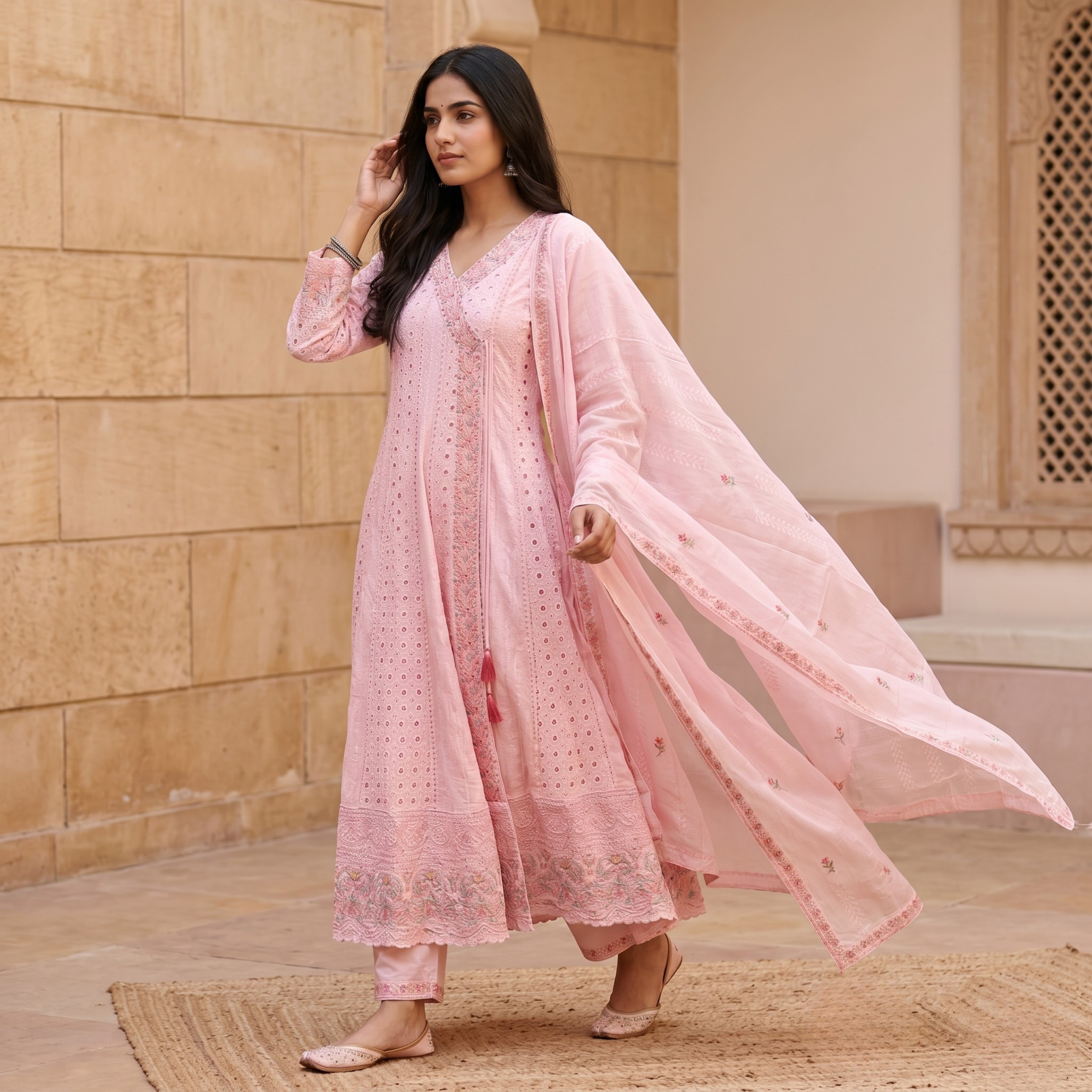 Pink Whisper Anarkali Set