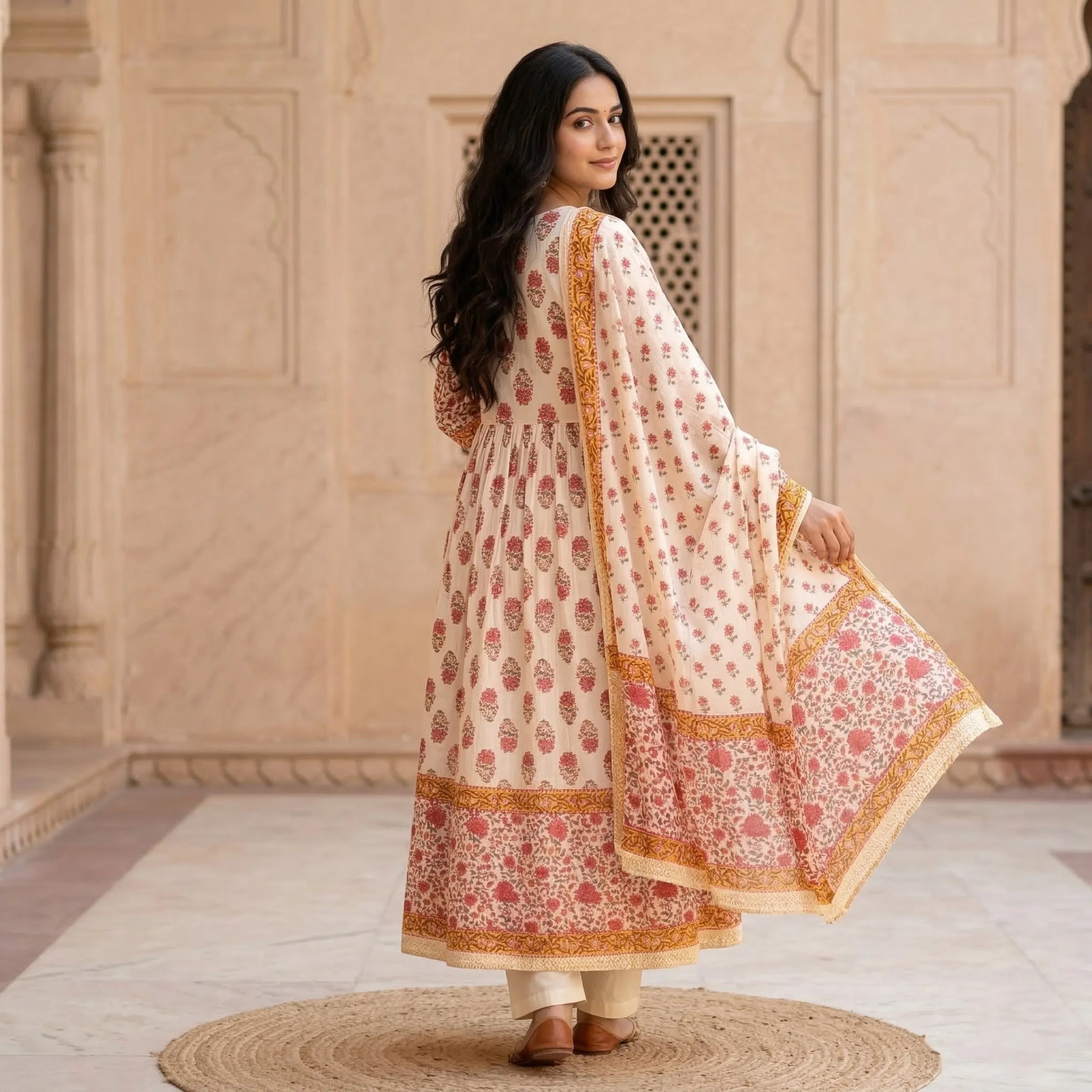 Ivory Floral Printed 3-Piece Set