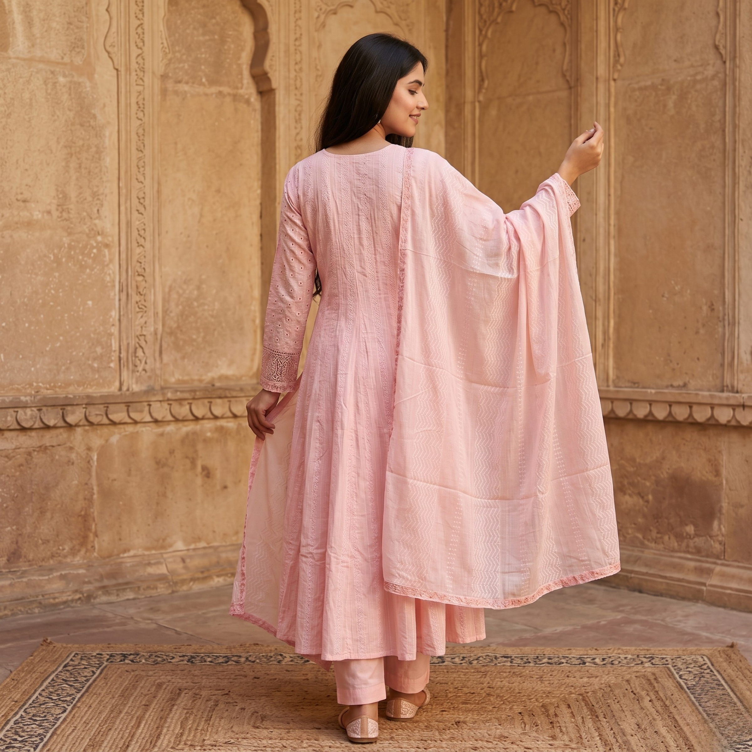 Pink Whisper Anarkali Set