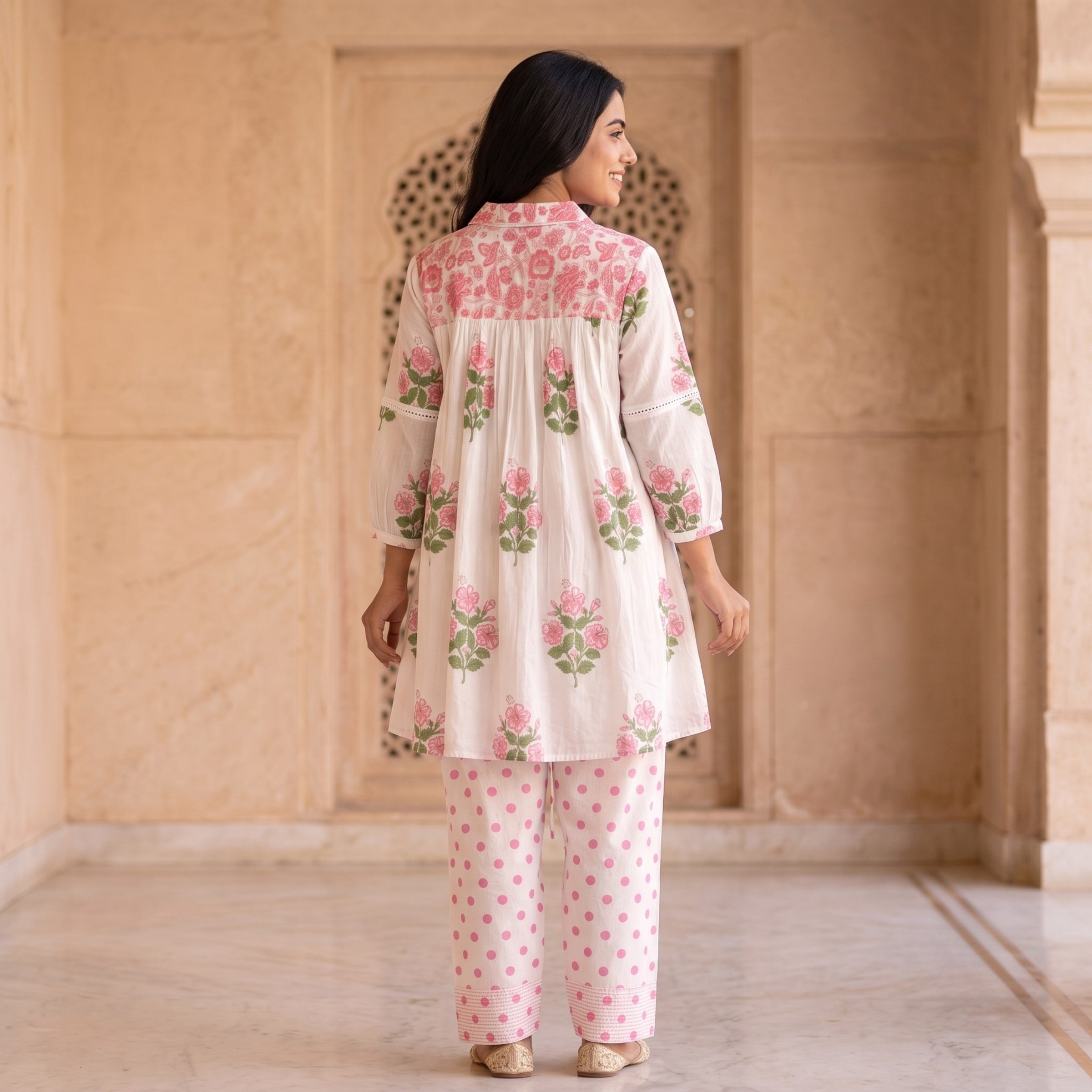 Aarna Blush Floral Mul Cotton Co-ord Set
