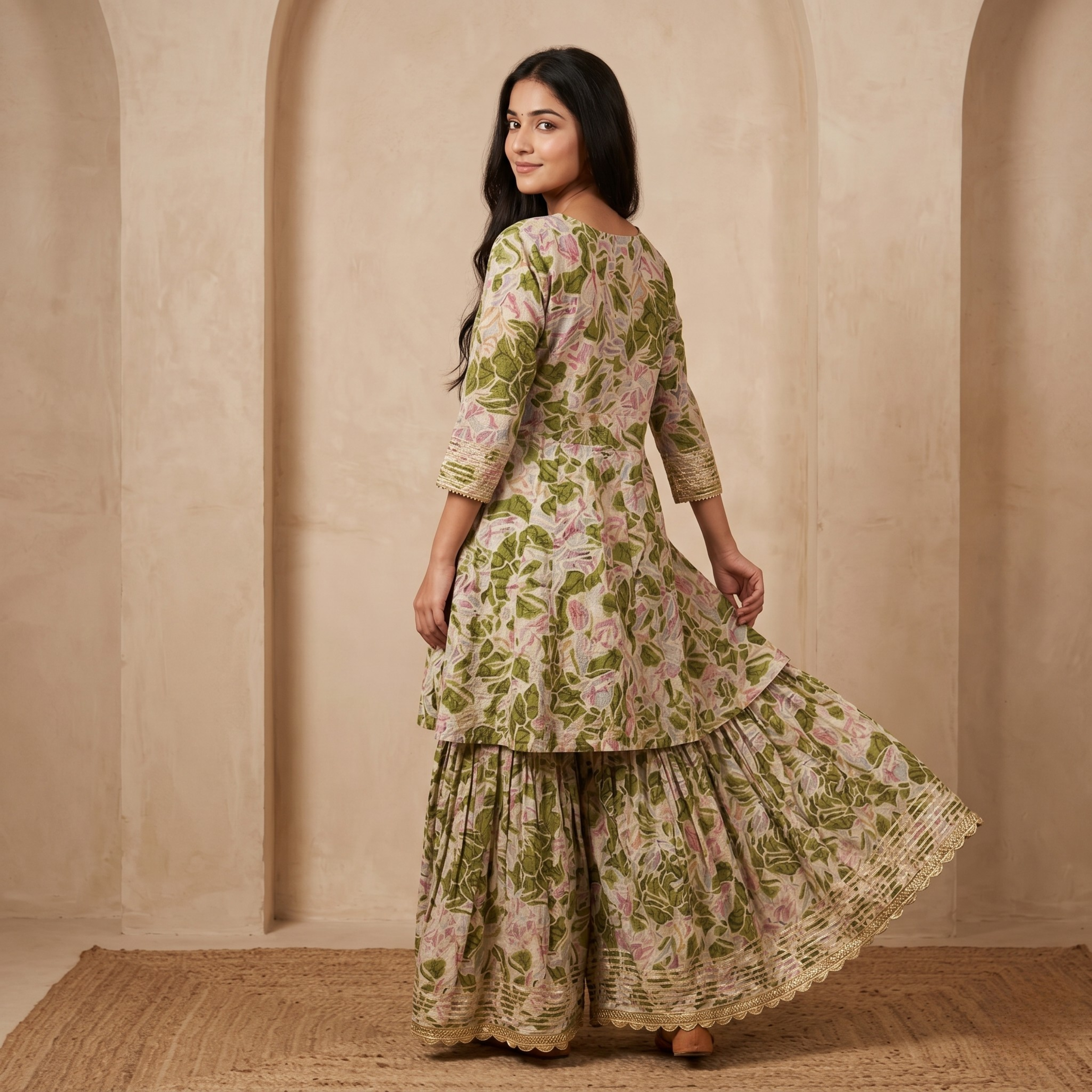 Lime Blossom Sharara Set