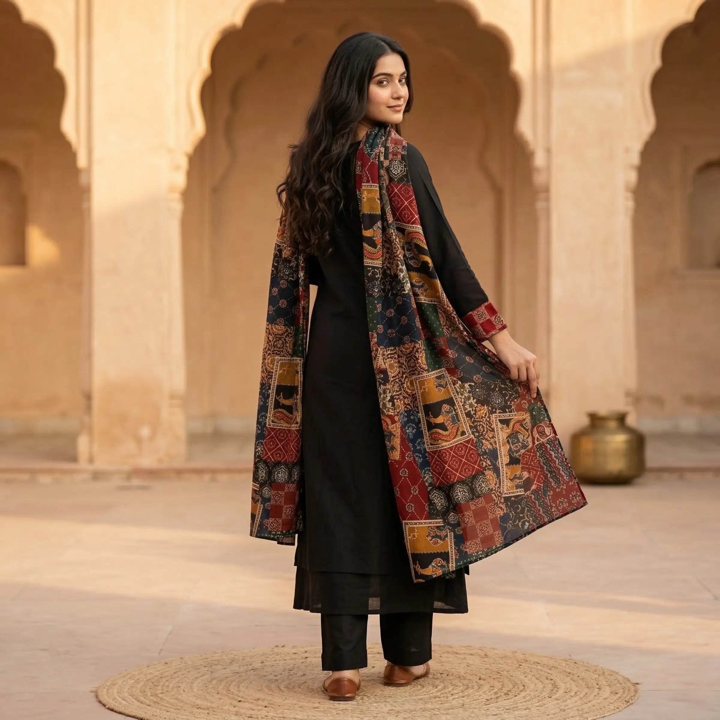 Rangrez Patchwork Cotton 3 Pc Suit Set