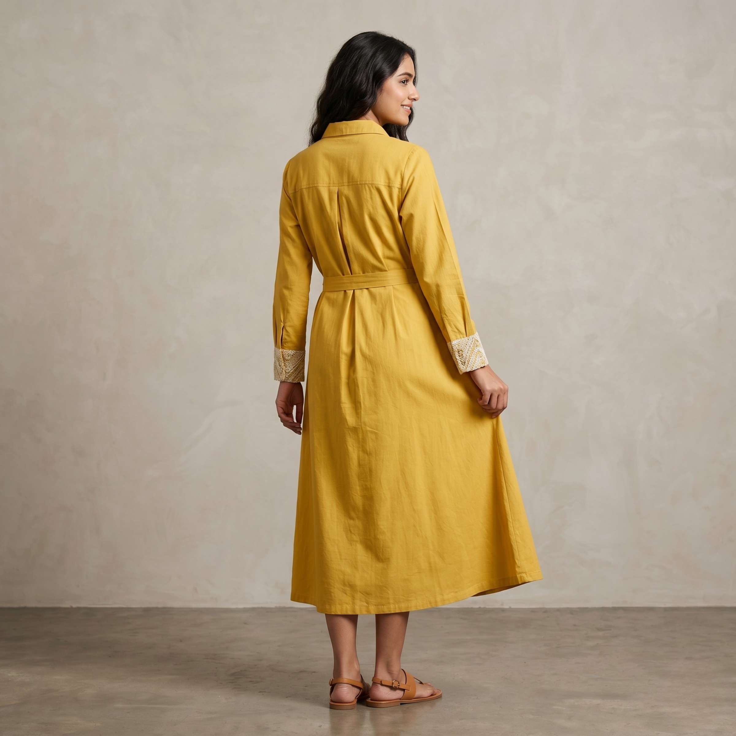 Meira Yellow Shirt Dress