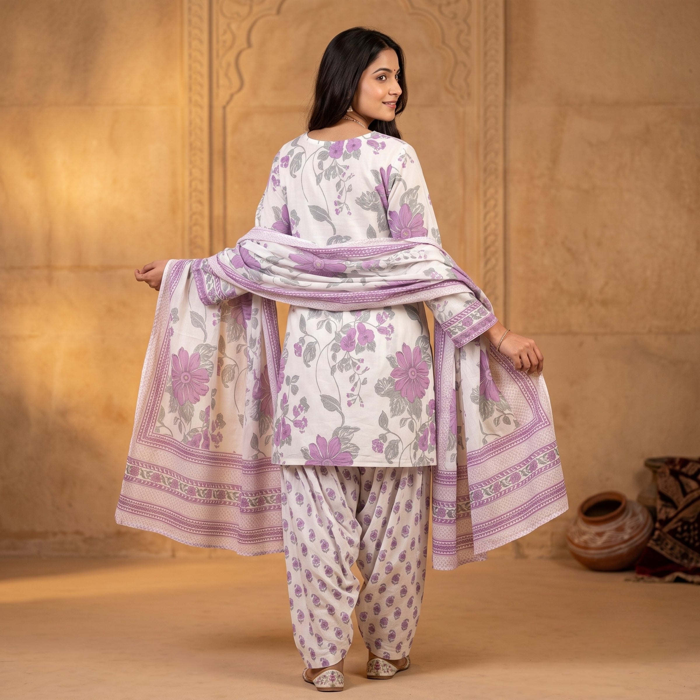 Lilac Bloom Cotton Suit Set