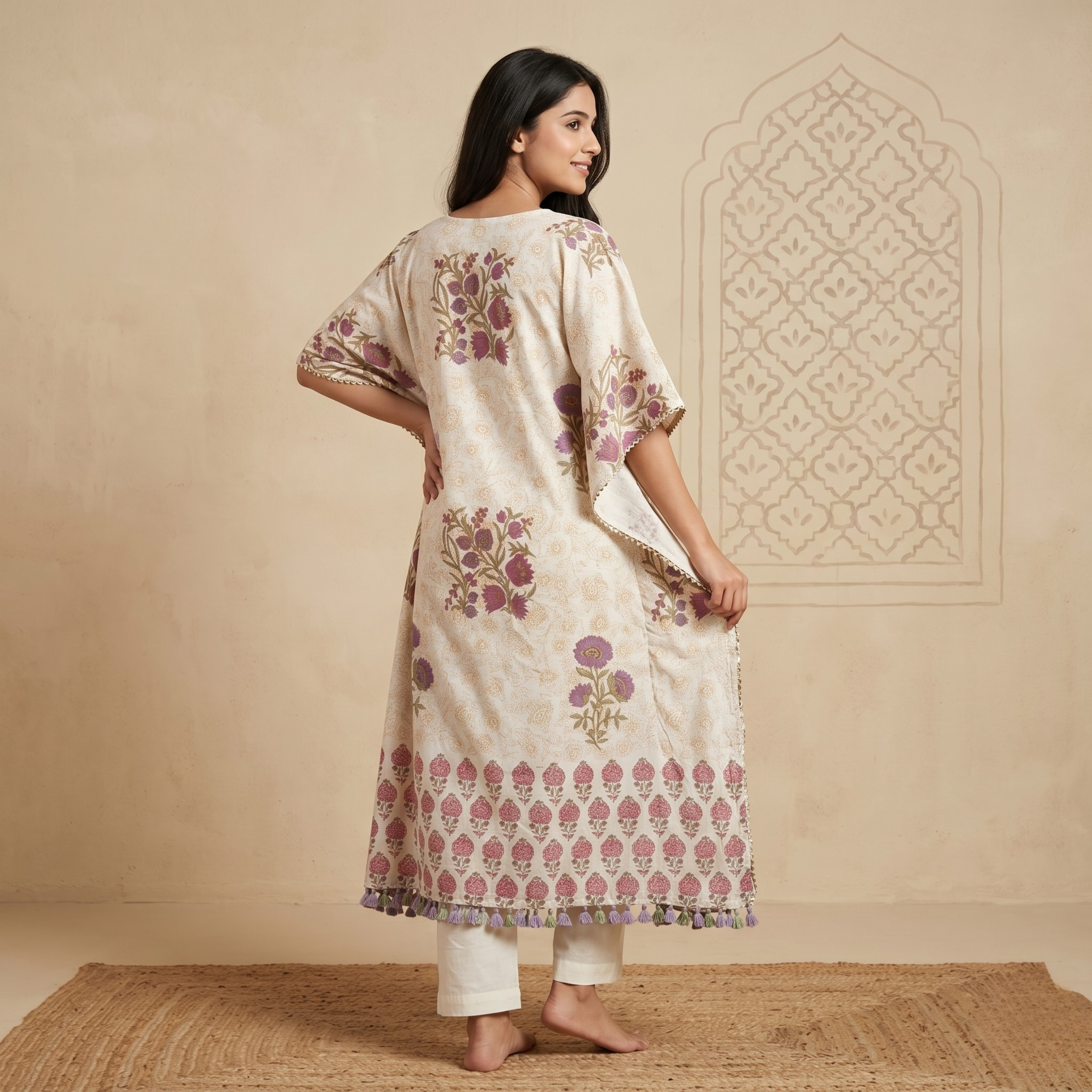 Noor-e-Lavender Kaftan Set