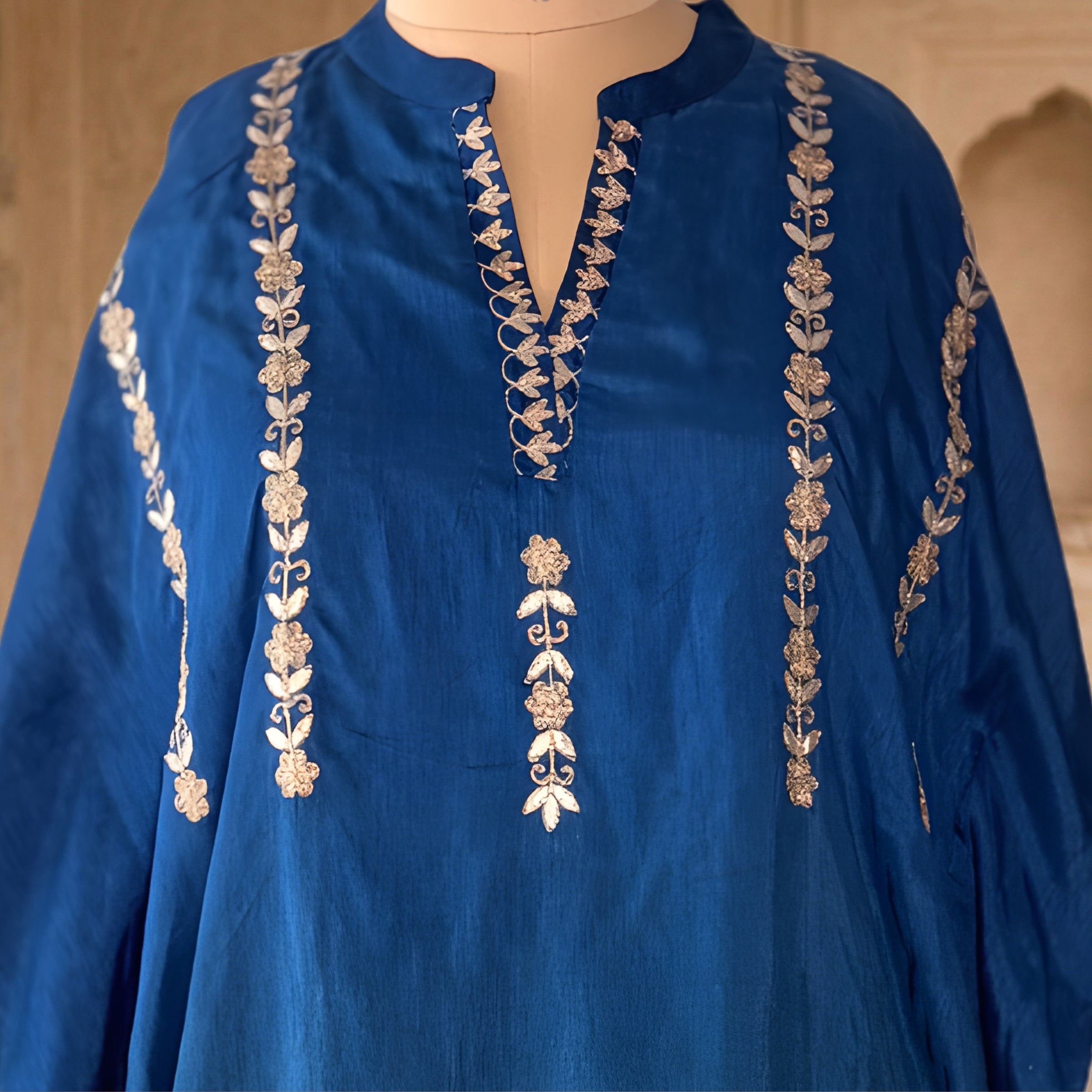 Teal Ombre Noor Chanderi Silk 3 Pc Suit Set