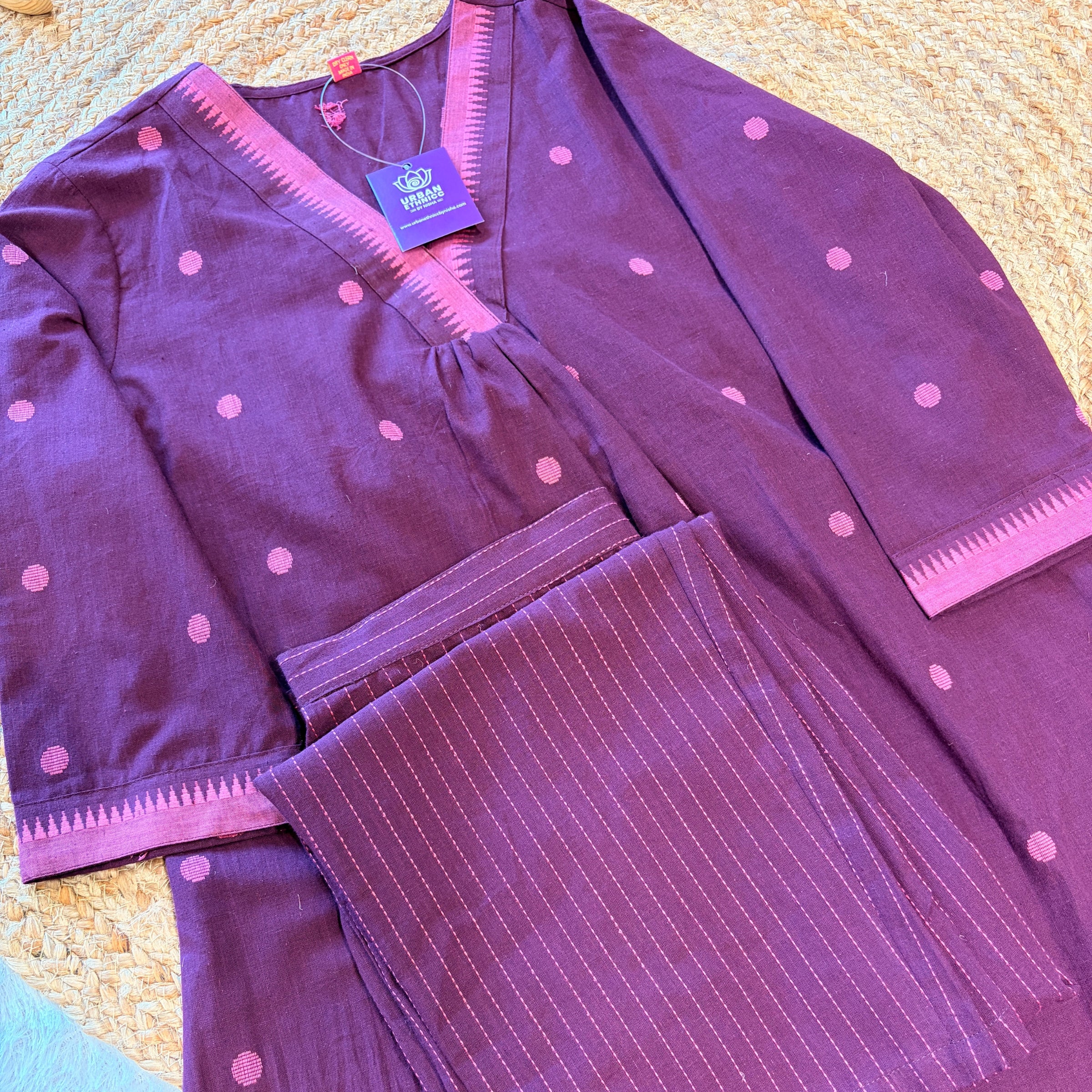 Rajvi Plum Handloom Cotton Co-Ord Set
