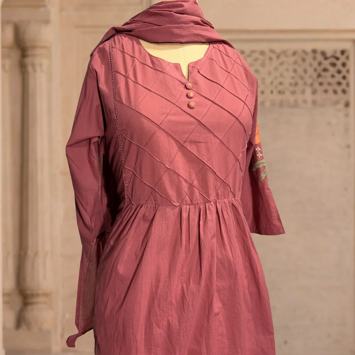 Aarya Dusty Rose Embroidered 3-Piece Set