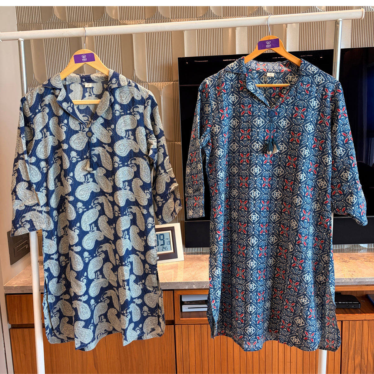 Indigo Jharokha Hand Block Cotton Kurti