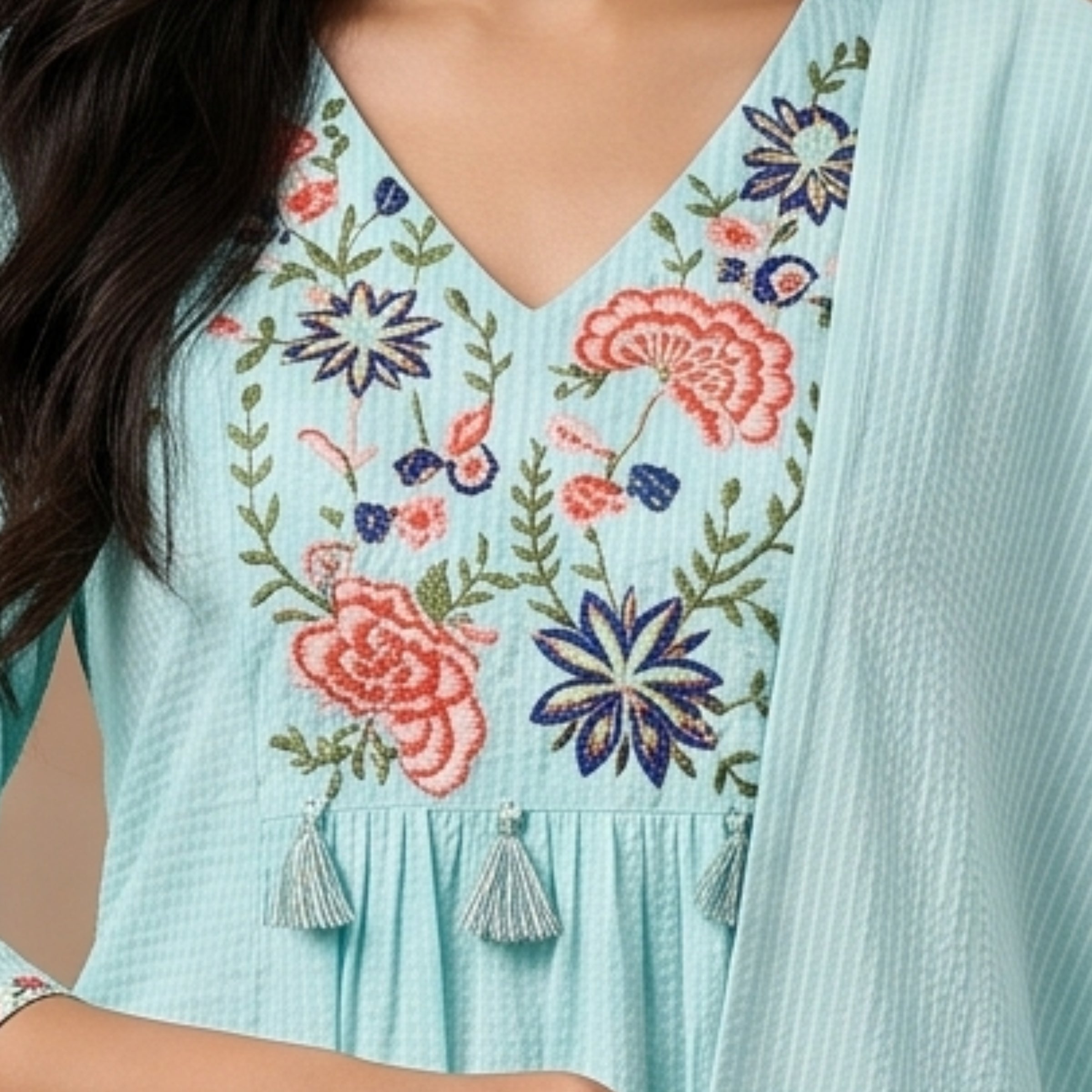 Neelika Sky Blue Cotton Suit Set