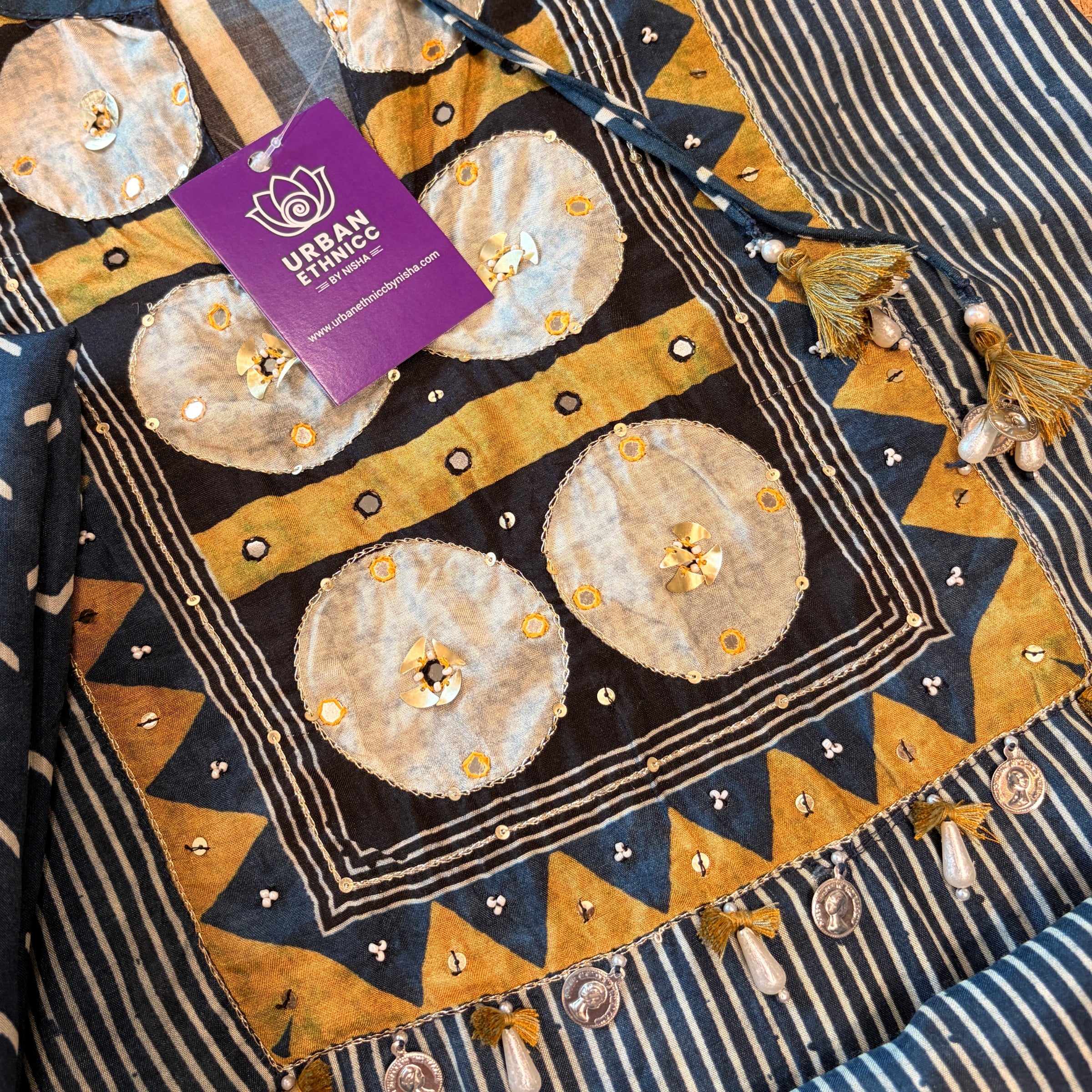 Noor Indigo Muslin Kaftan Co-Ord Set