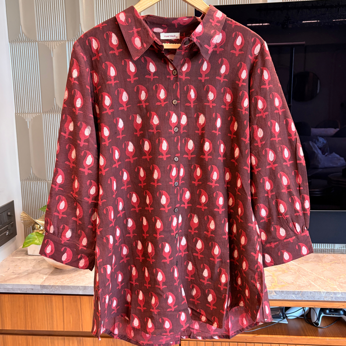Mitti Maroon Hand Block Print Cotton Shirt