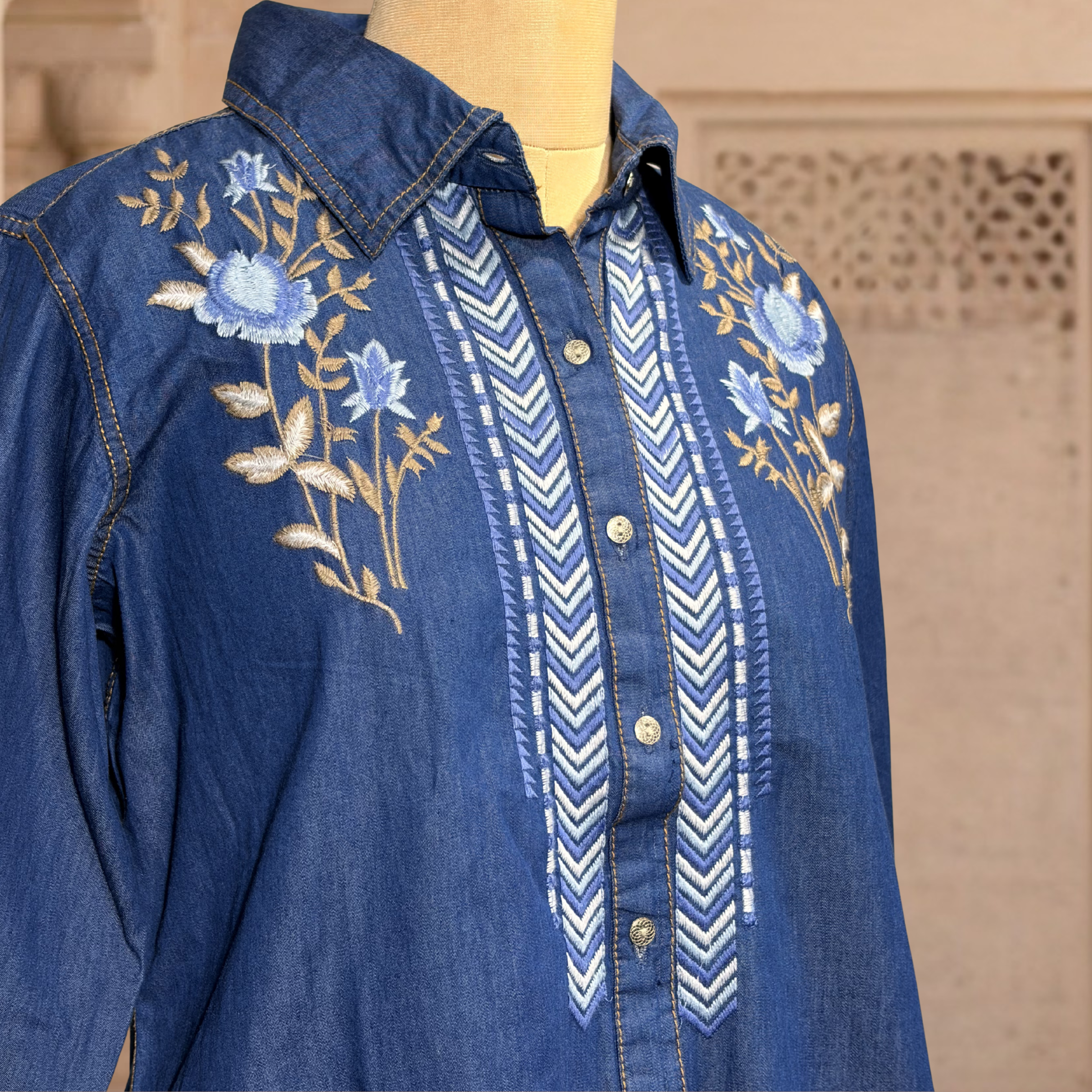 Ira Denim Embroidered Shirt