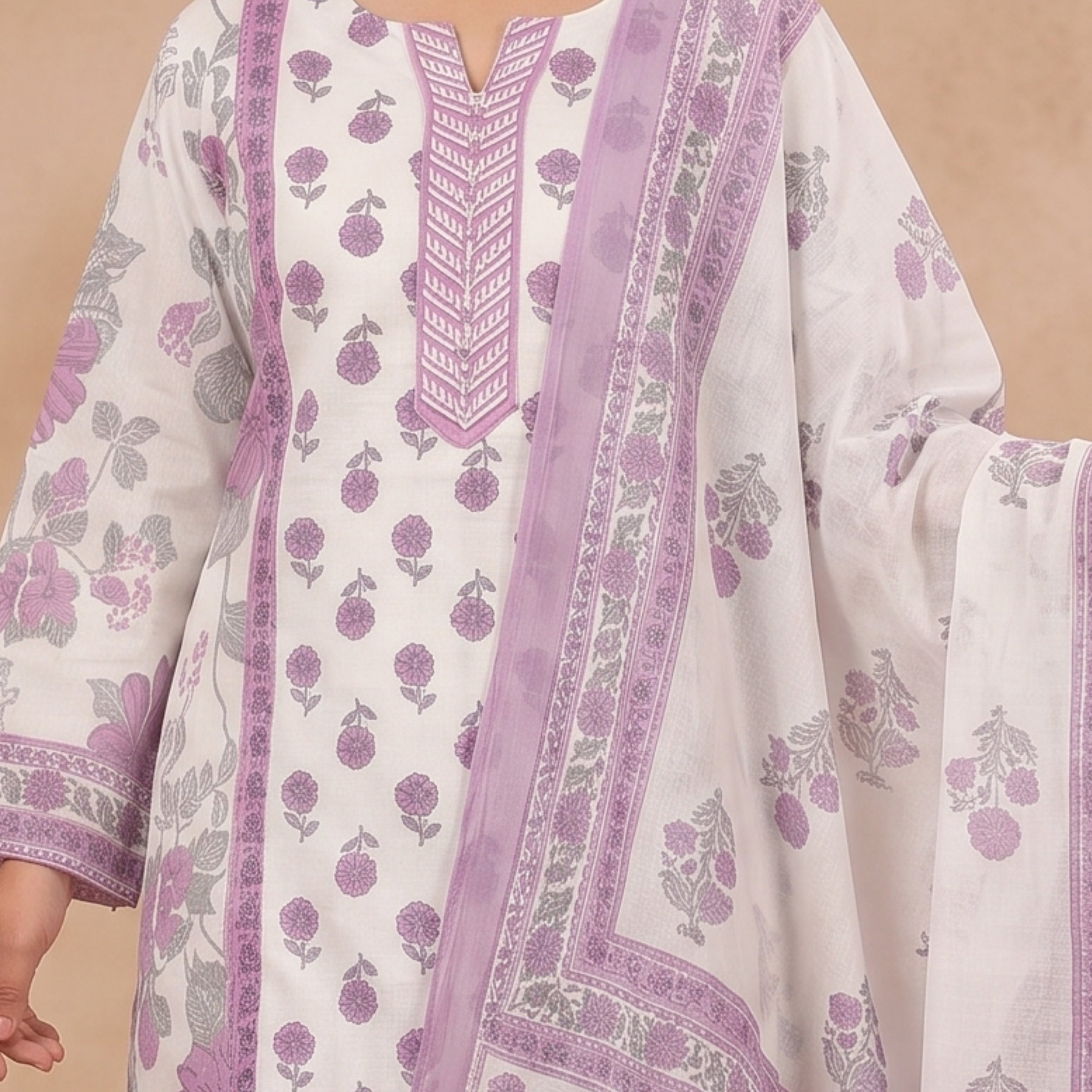 Lilac Bloom Cotton Suit Set