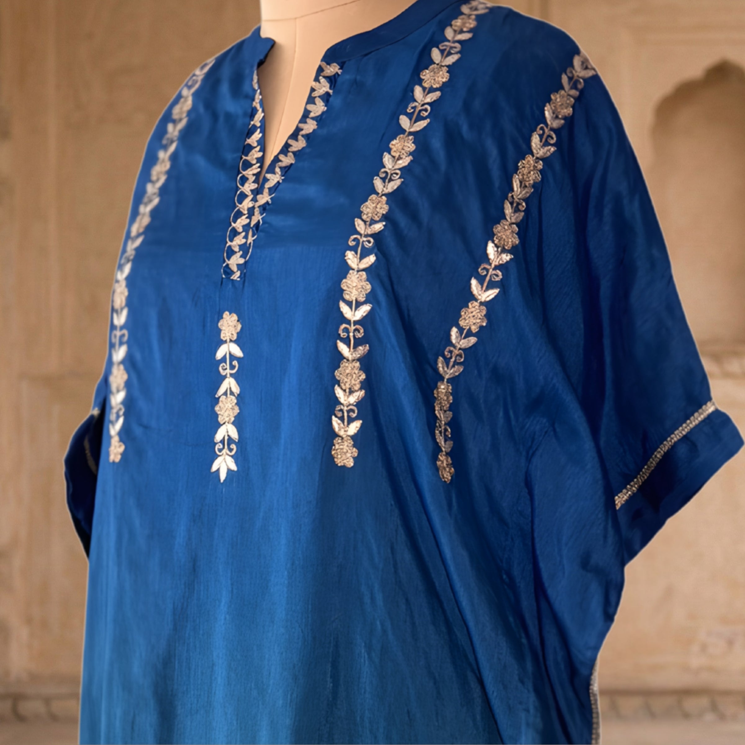 Teal Ombre Noor Chanderi Silk 3 Pc Suit Set