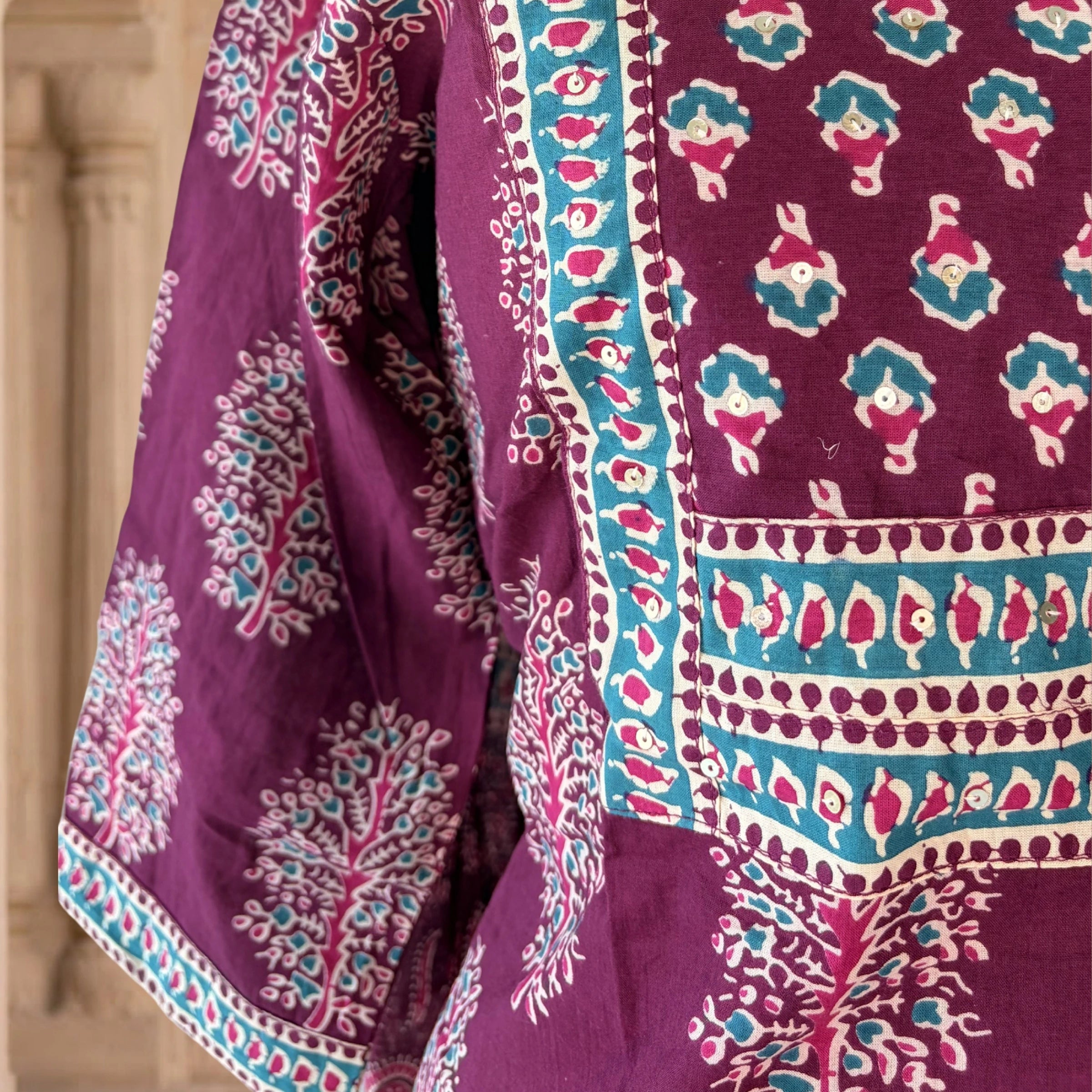 Ruhani Purple Printed Cotton Suit Set
