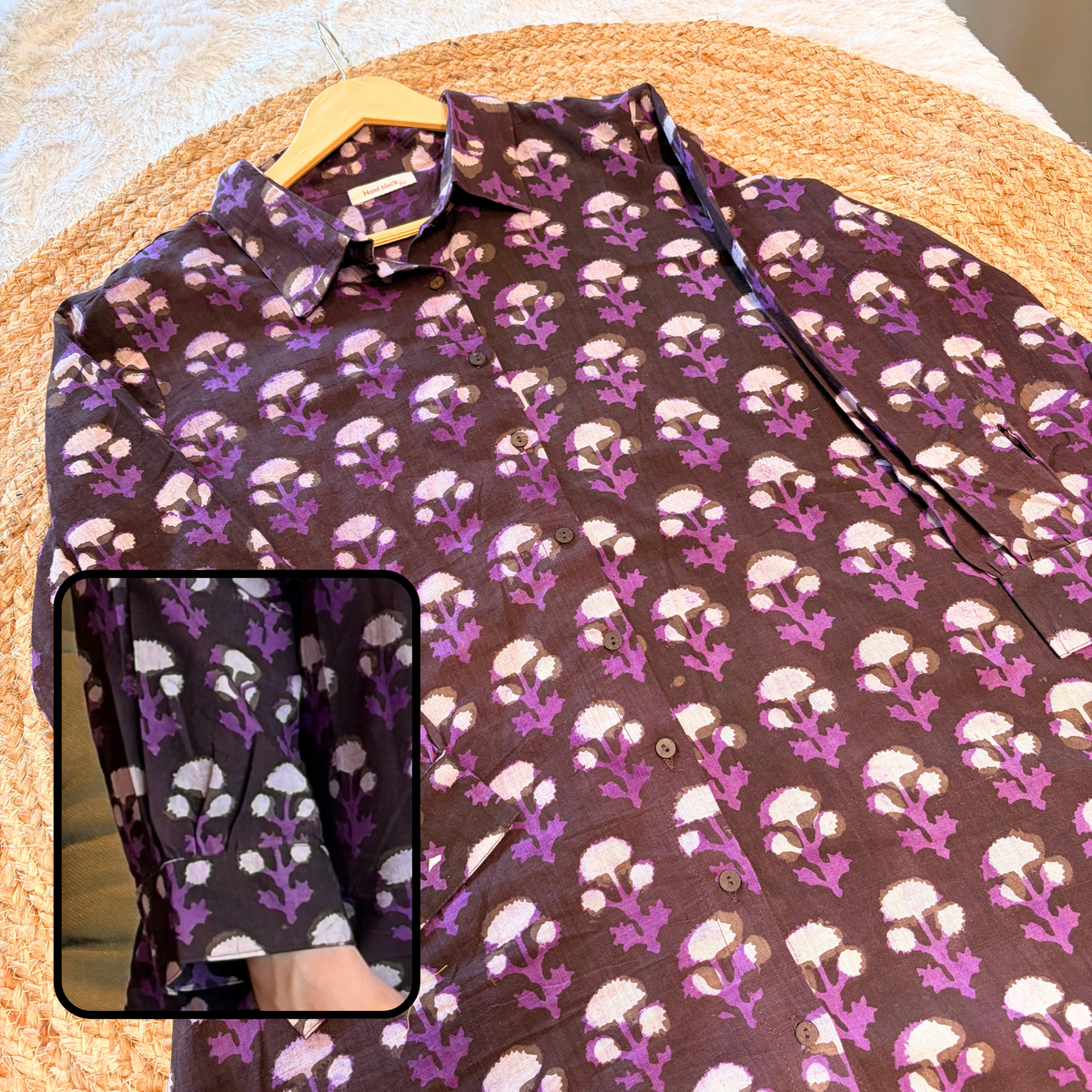 Mitti Plum Purple Hand Block Print Cotton Shirt